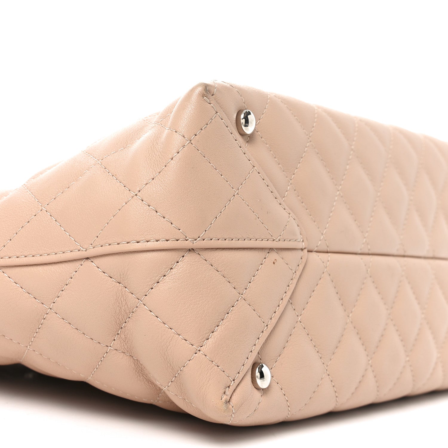 Calfskin Quilted Large Shopping Tote Light Pink