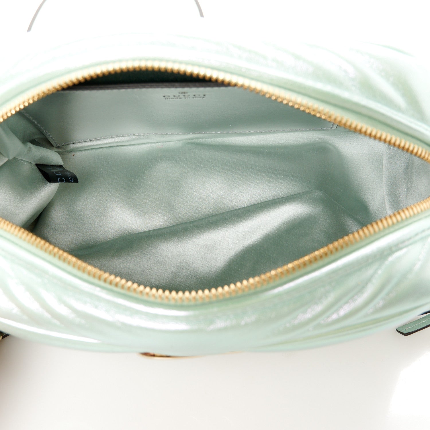 Iridescent Nappa Chevron Matelasse Small GG Marmont Chain Shoulder Bag Iridescent Salvy Green