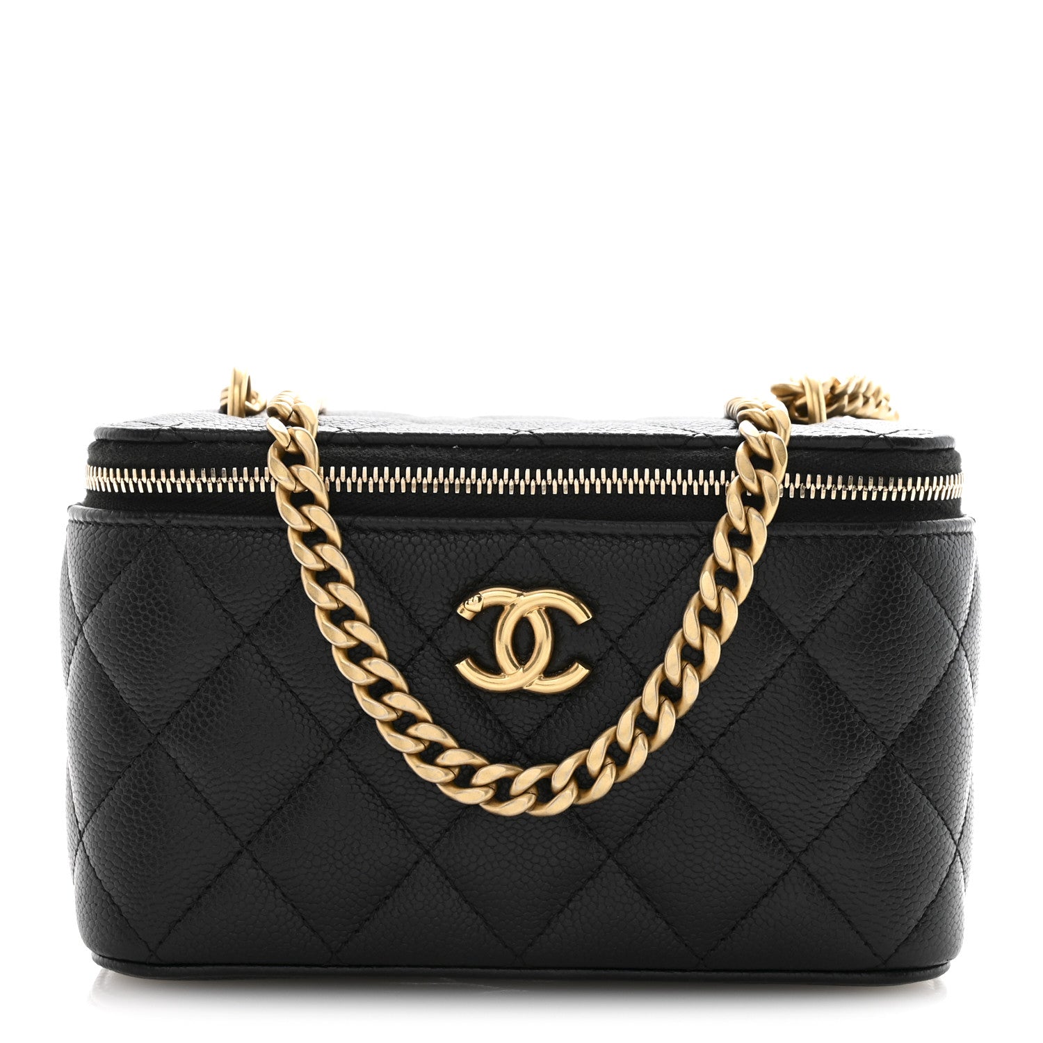 Caviar Quilted Sweetheart Vanity Case Black