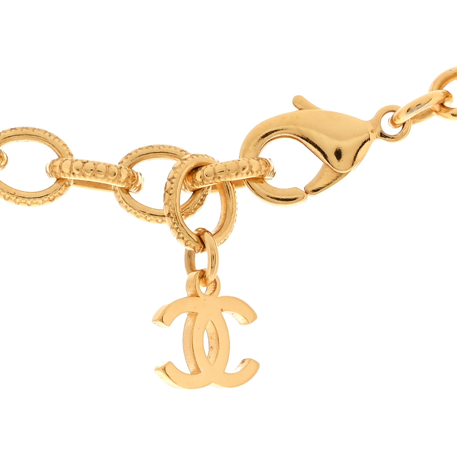 Crystal Chain Link CC Choker Necklace Gold