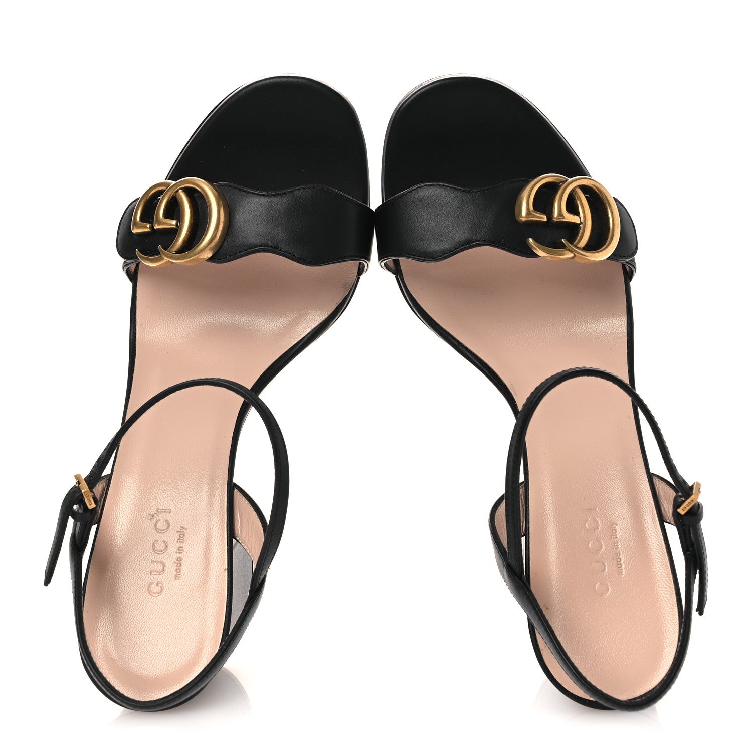 Lifford Calfskin GG Marmont Ankle Wrap 75mm Sandals 36.5 Black