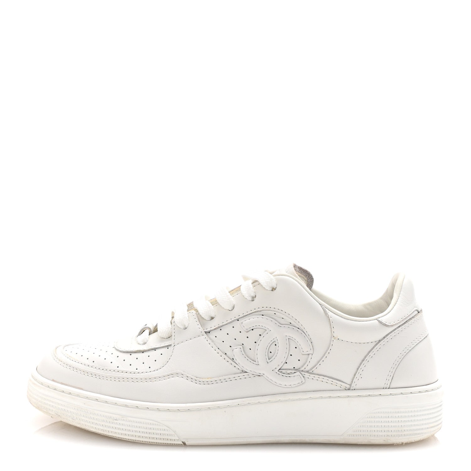 Calfskin CC Womens Sneakers 38 White