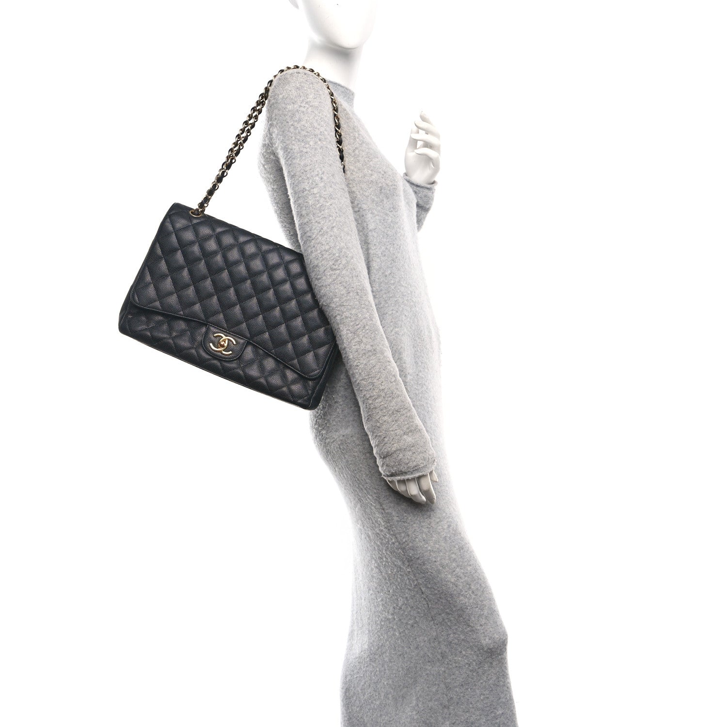 Caviar Quilted Maxi Double Flap Black