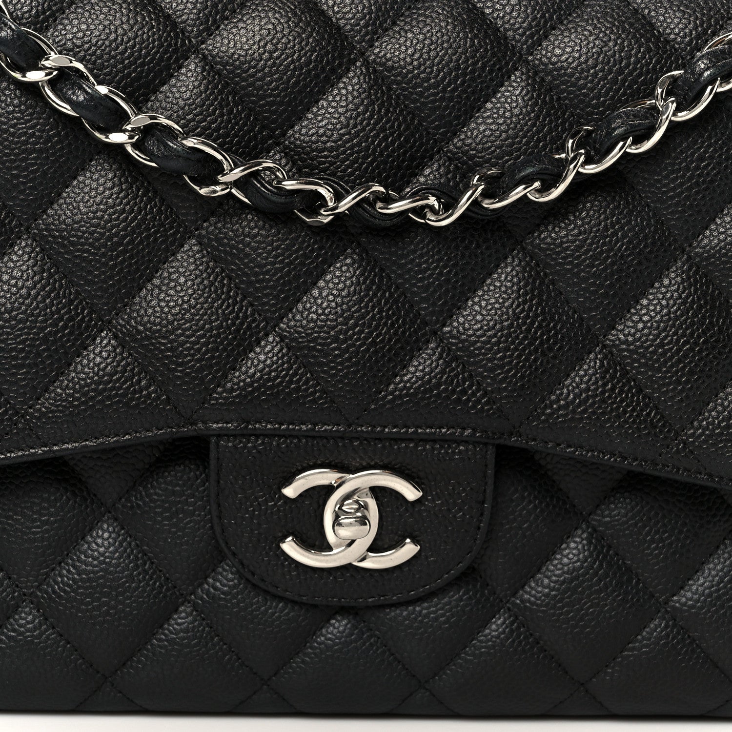 Caviar Quilted Jumbo Double Flap Black
