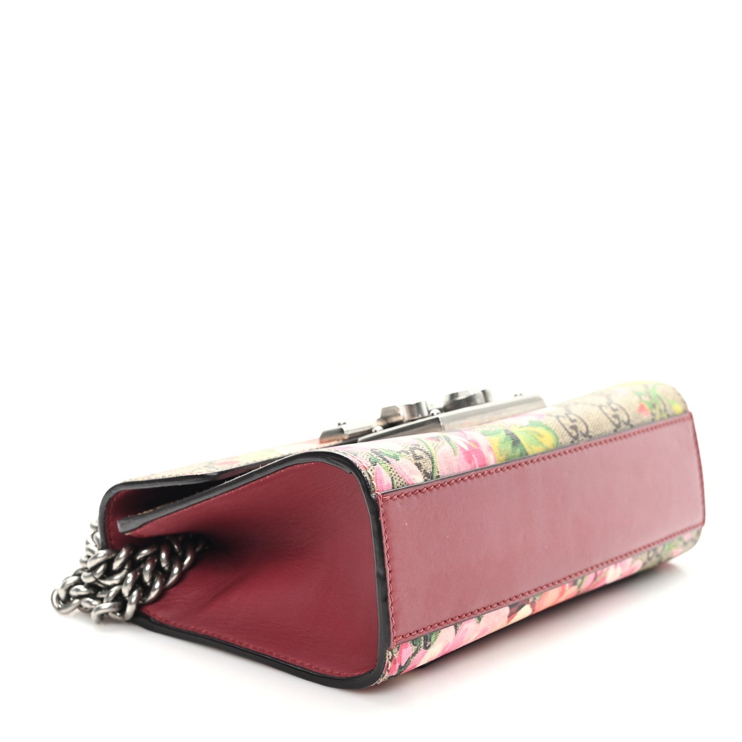GG Supreme Monogram Blooms Small Padlock Shoulder Bag Beige Multicolor Dry Rose