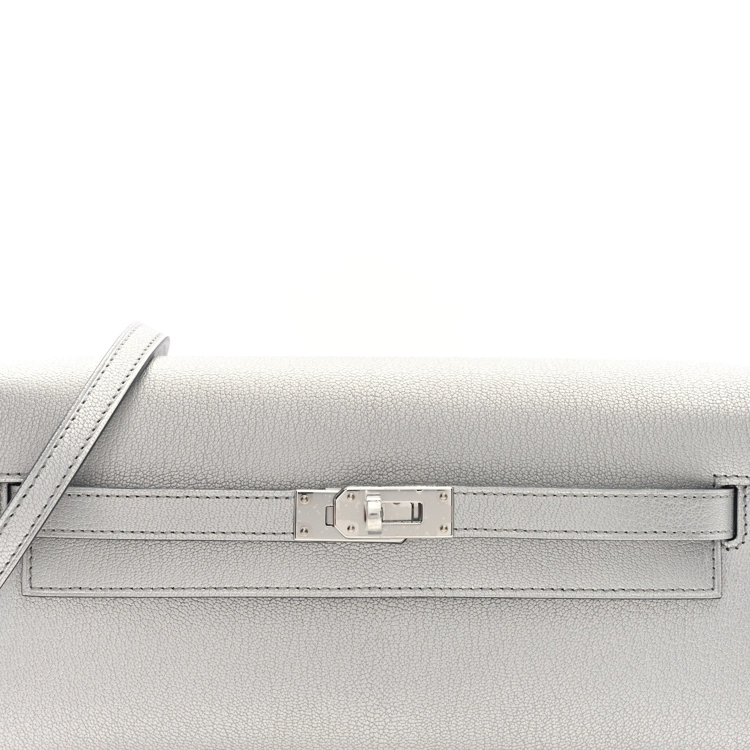 Metallic Chevre Chamkilight Kelly Wallet To Go Argent