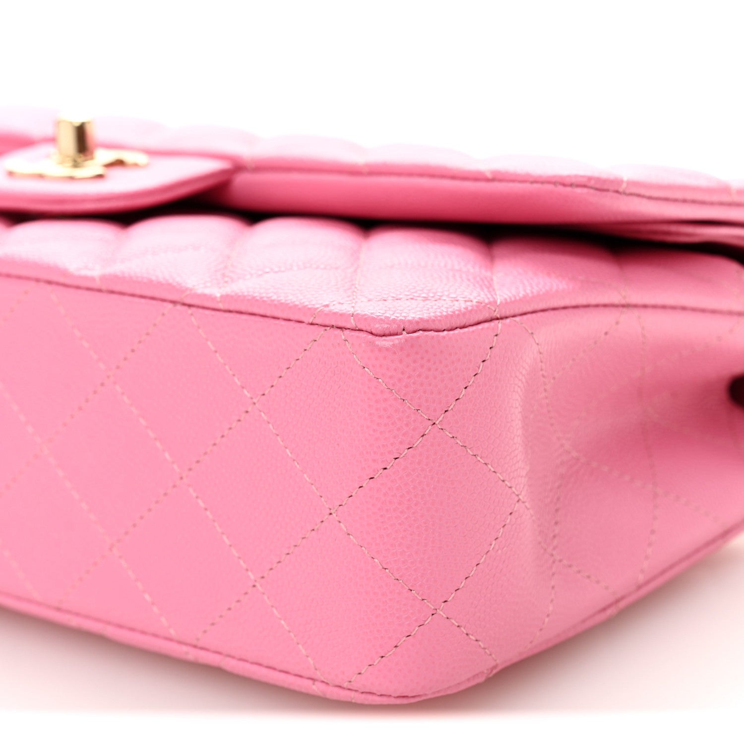 Caviar Quilted Medium Double Flap Pink
