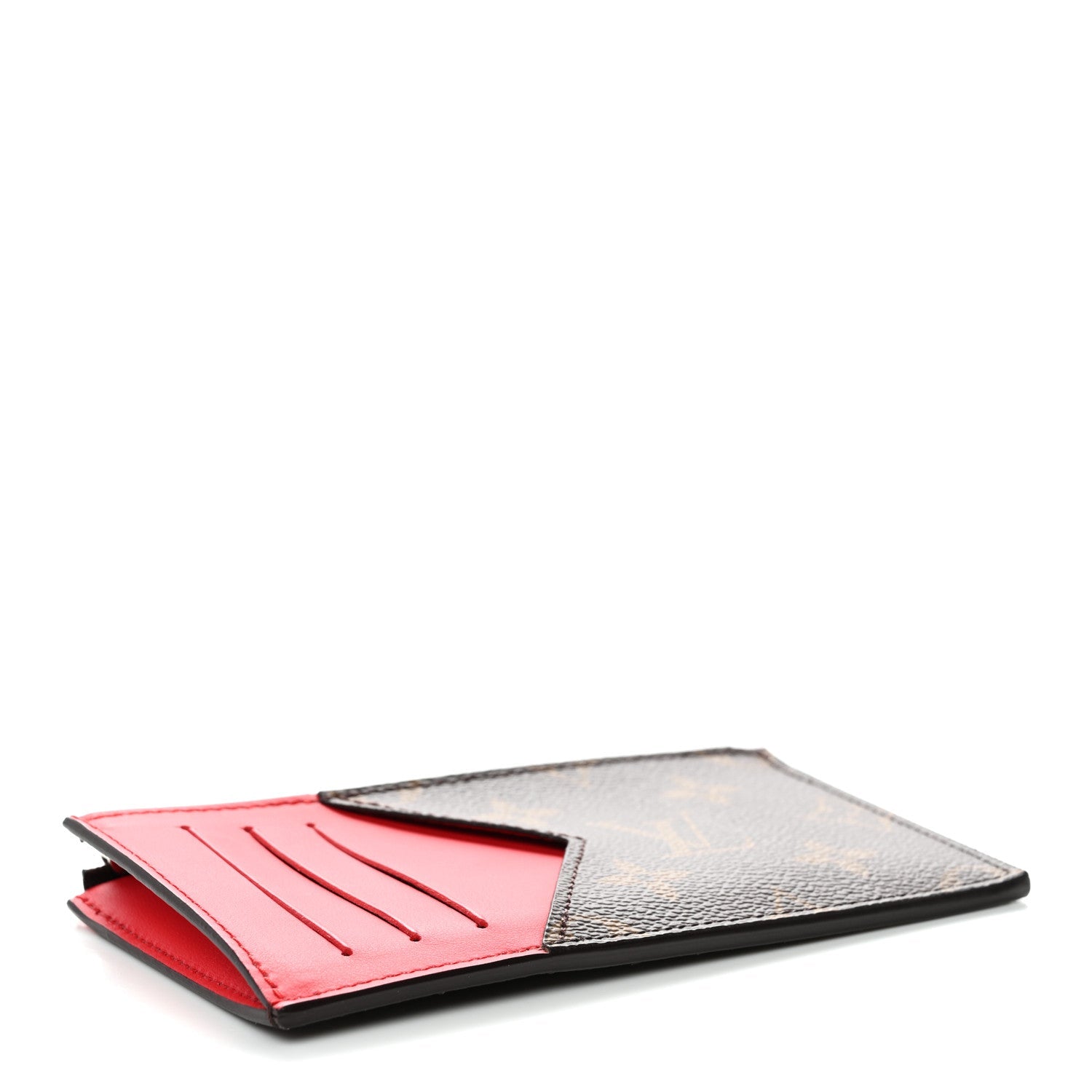 Monogram Calfskin Coin Card Holder Red