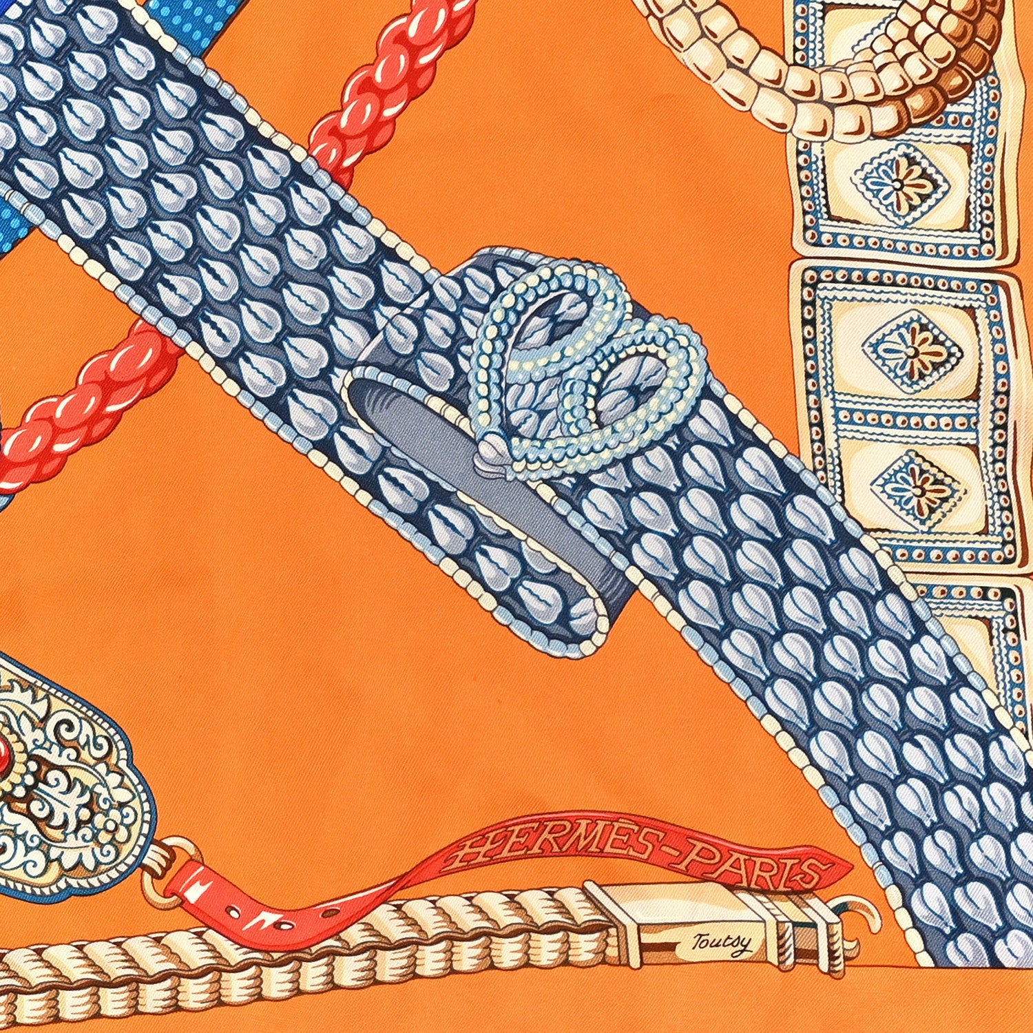 Silk Ceintures et Liens Scarf 90 Orange Blue Multicolor
