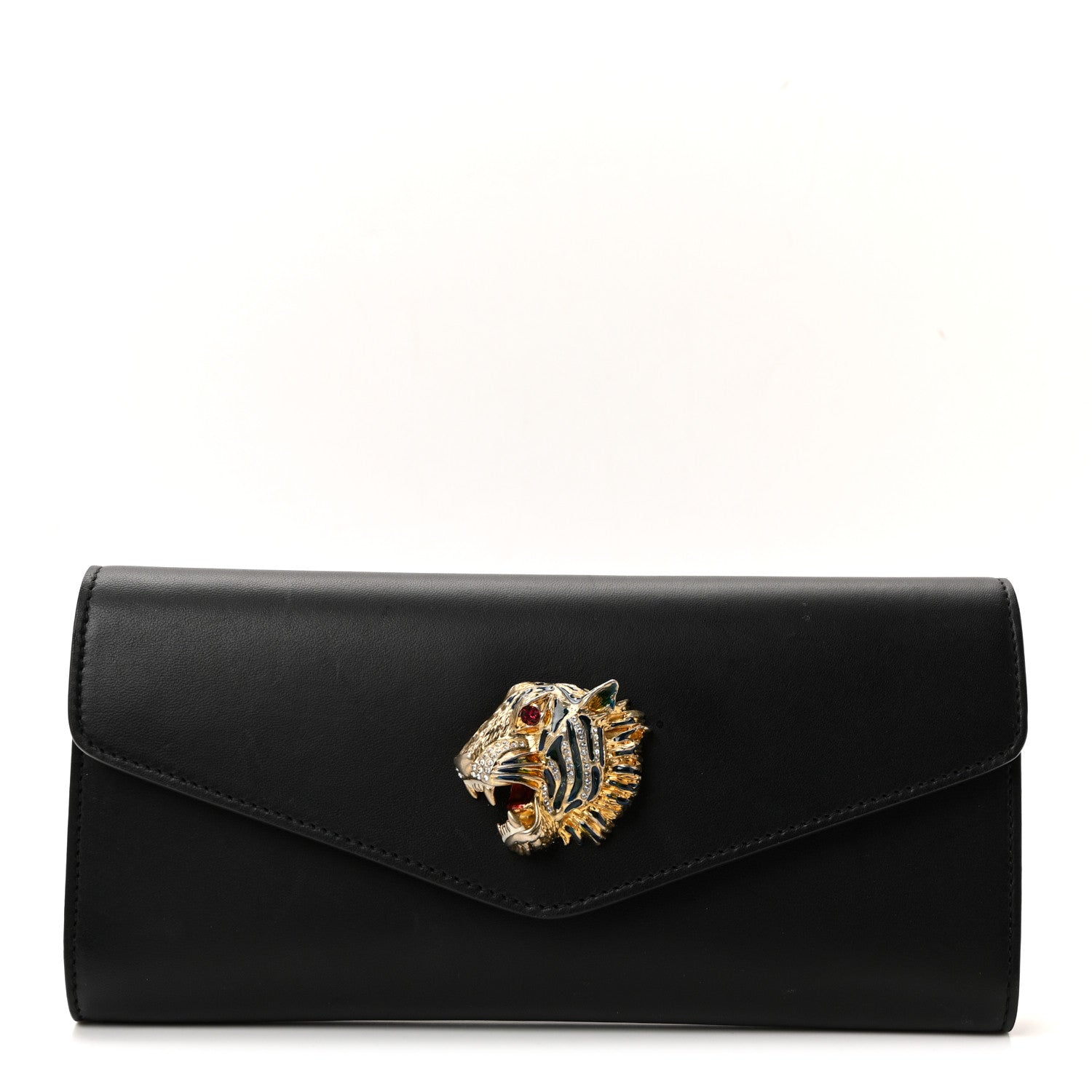 Nappa Crystal Rajah Broadway Envelope Clutch Black Multicolor