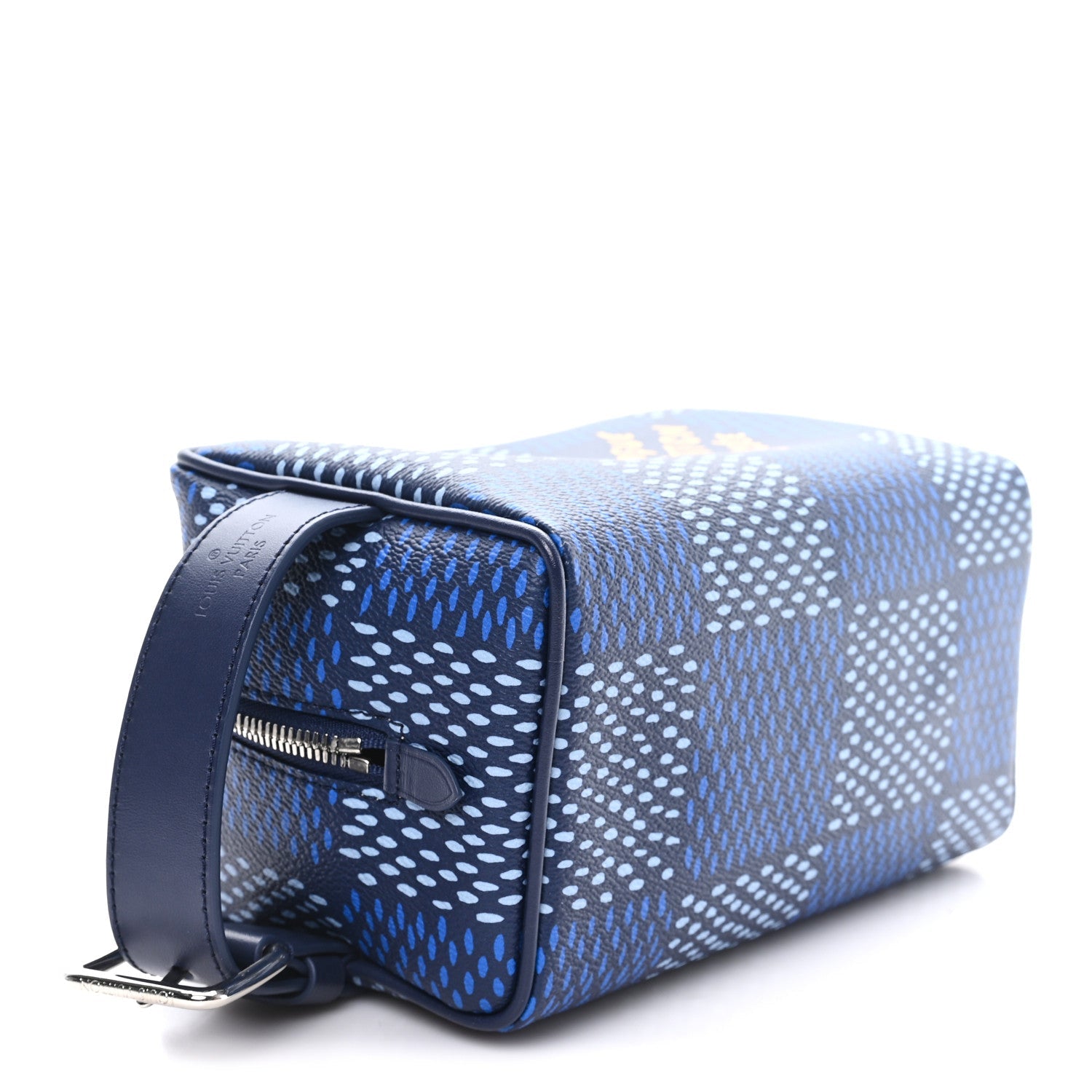 Damier Heritage Locker Dopp Kit Blue