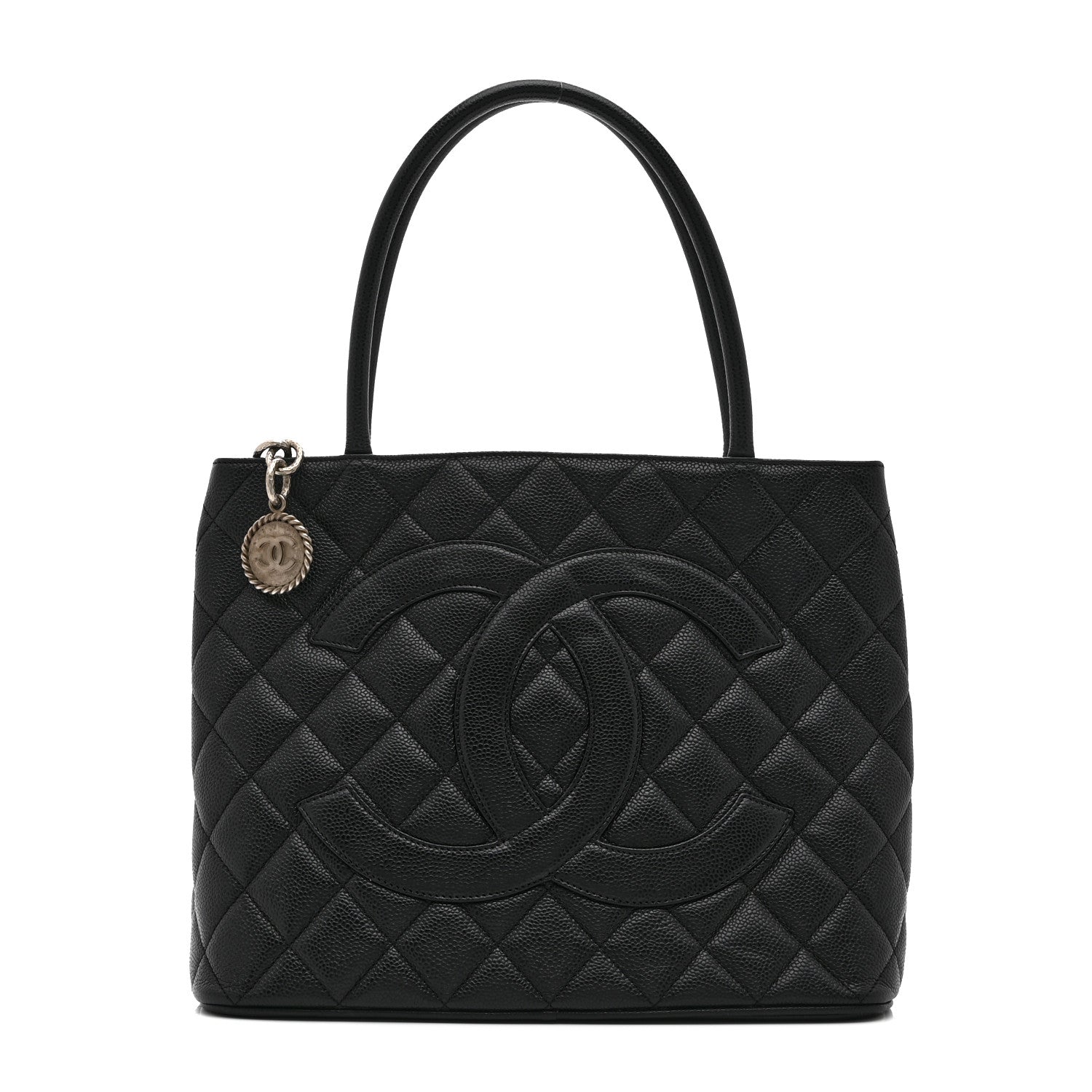 Caviar Quilted Medallion Tote Black