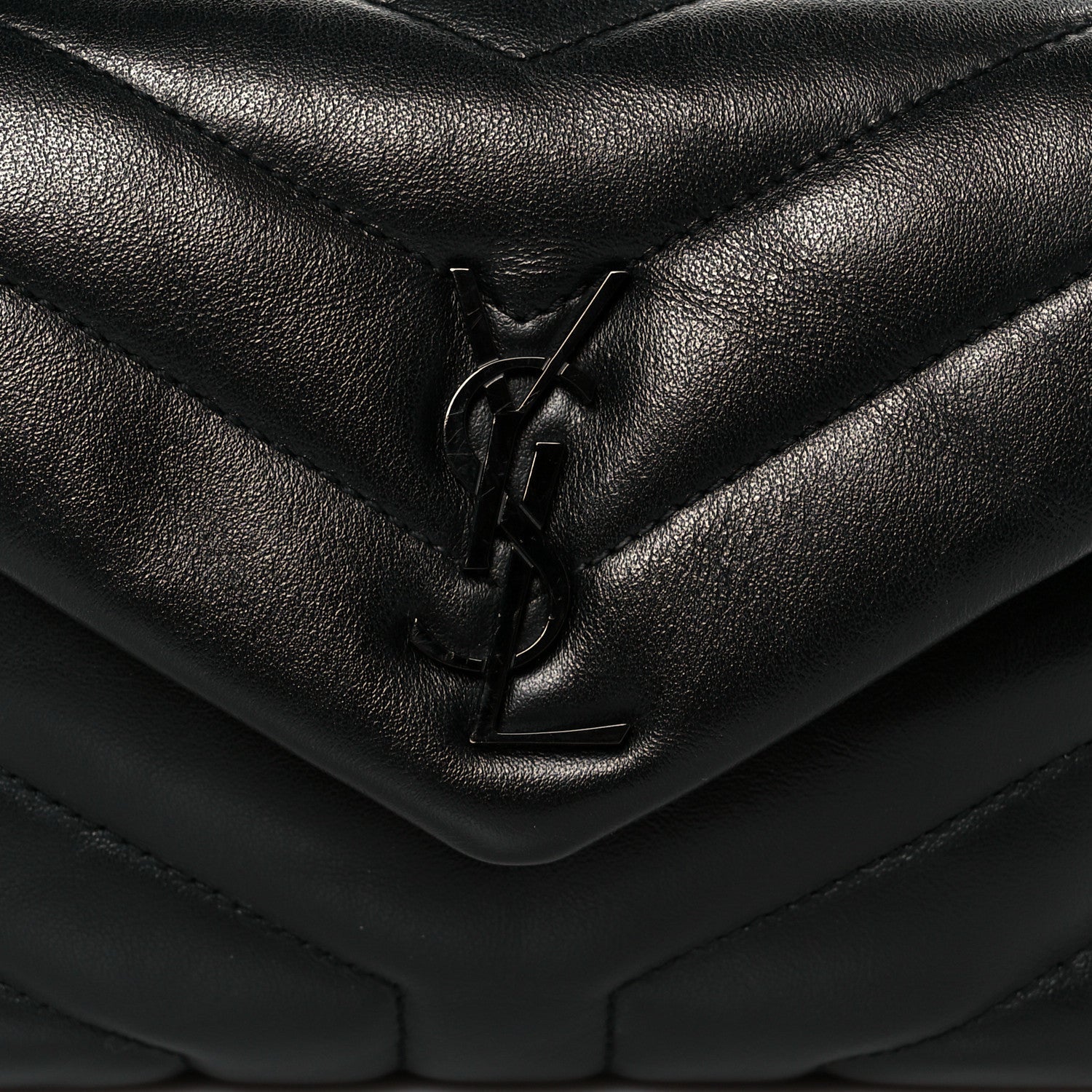 Calfskin Y Quilted Monogram Toy Loulou Crossbody Bag Black
