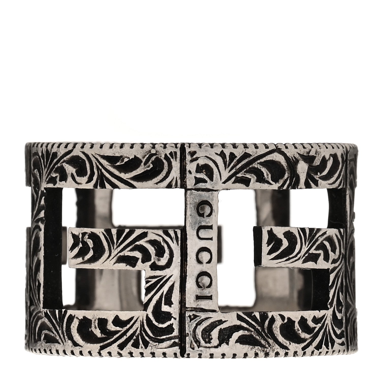 Sterling Silver Wide Square G Band Ring 65 11