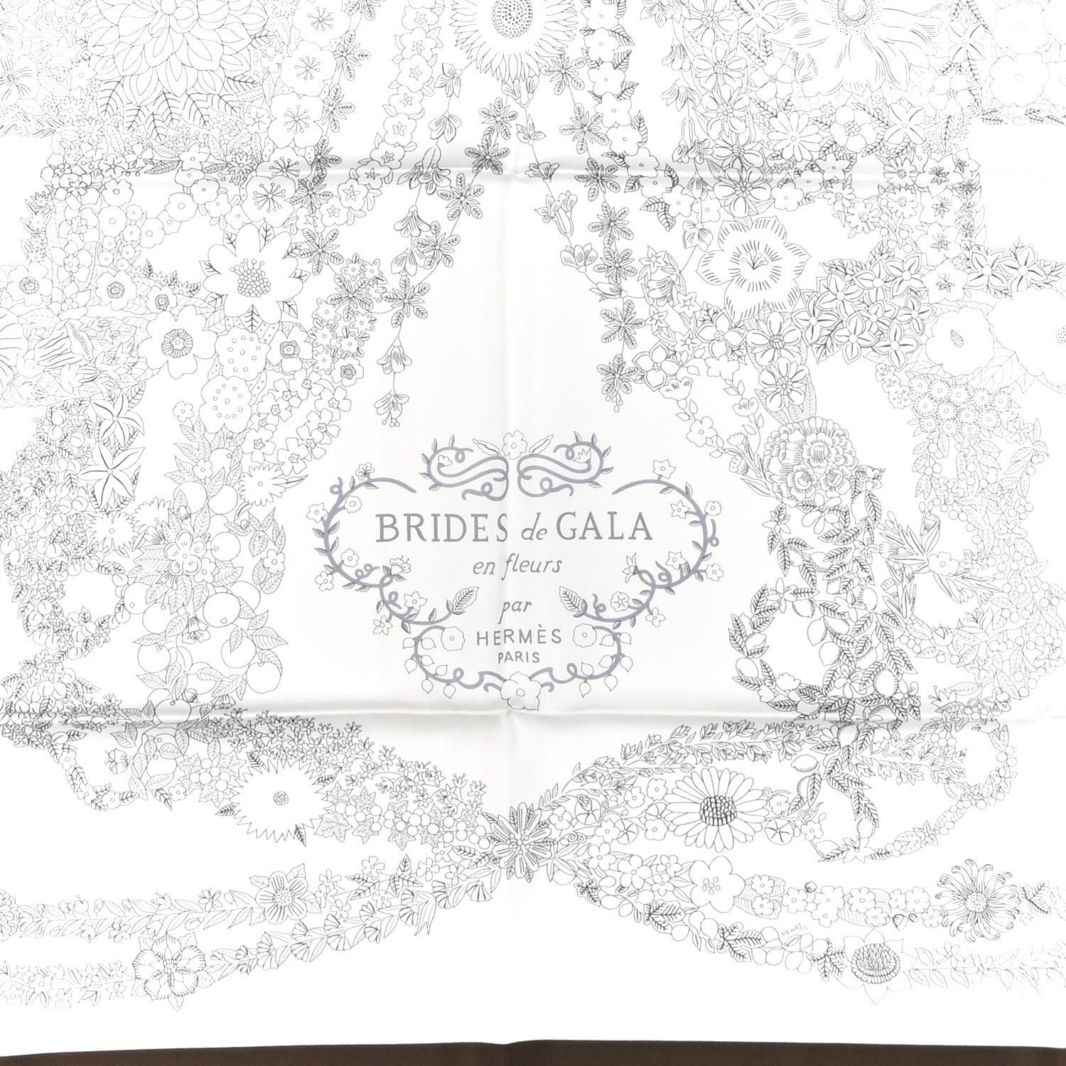 Silk Brides De Gala En Fleurs Scarf 90 Ebene White Gris Anthracite