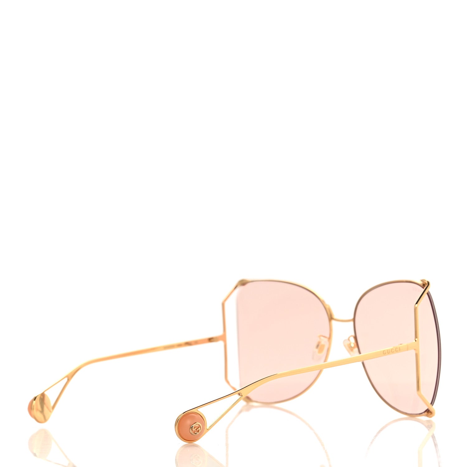 Metal Oversized Round Sunglasses GG0252S Gold Pink
