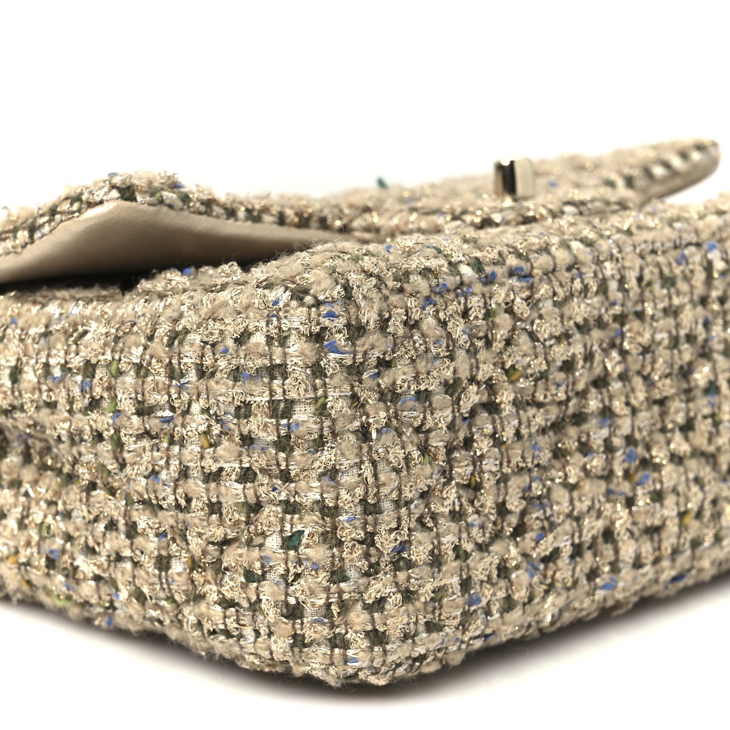 Tweed Quilted Mini Rectangular Flap Beige