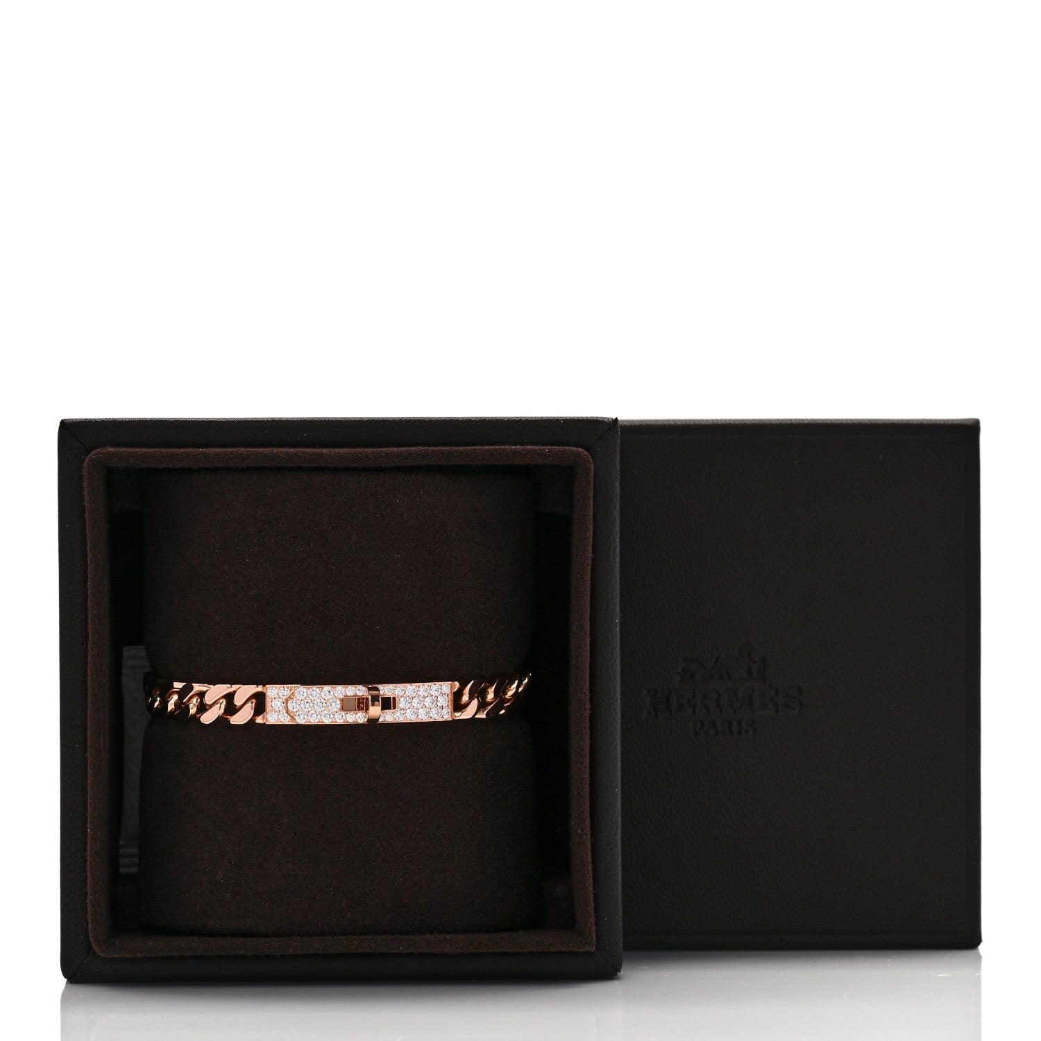 18K Rose Gold Diamond PM Kelly Gourmette Bracelet SH