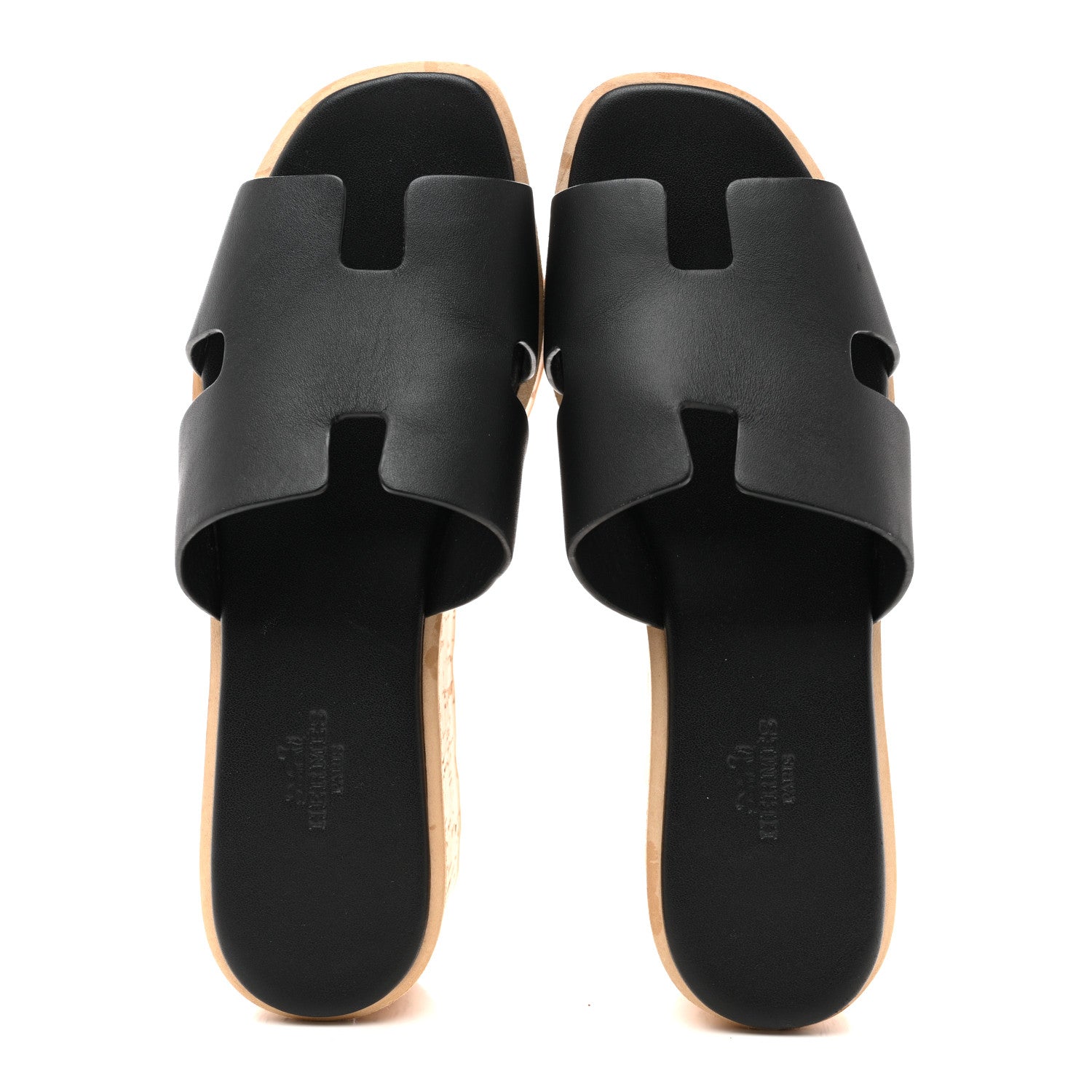 Calfskin Cork Eze 30 Sandals 37 Black