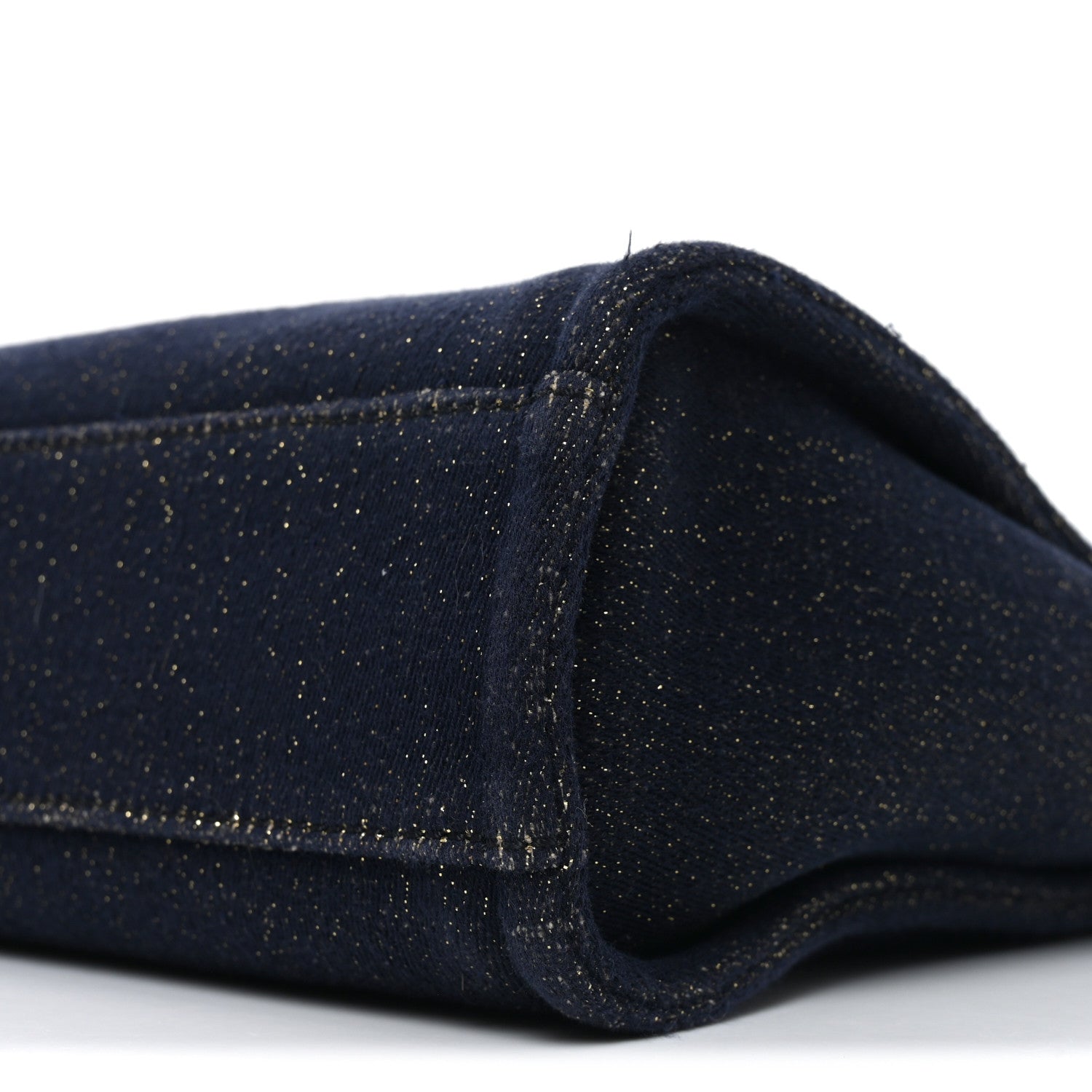 Lurex Canvas Mini Deauville Tote Navy Blue Gold