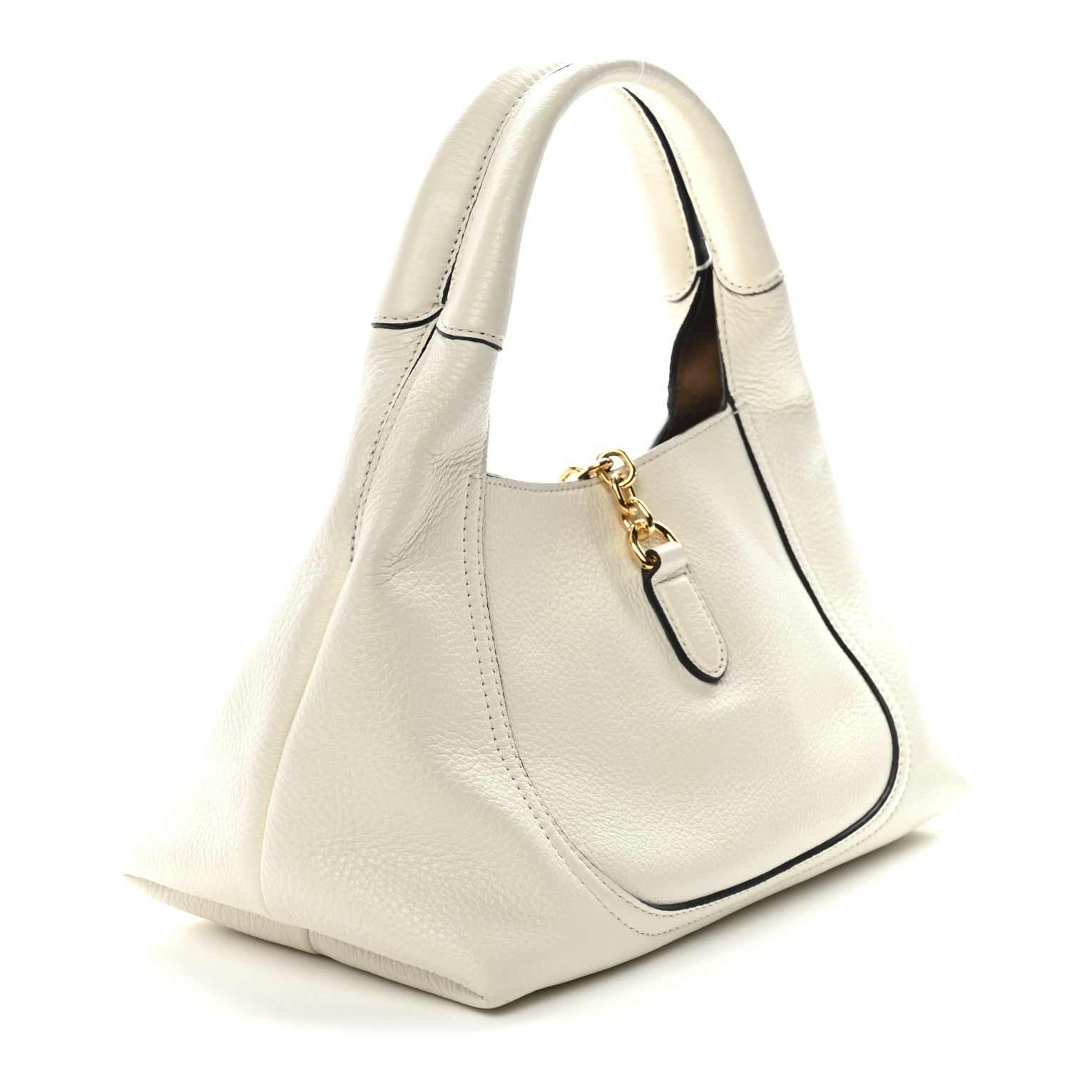 Grained Calfskin Softbit Medium Shoulder Bag White
