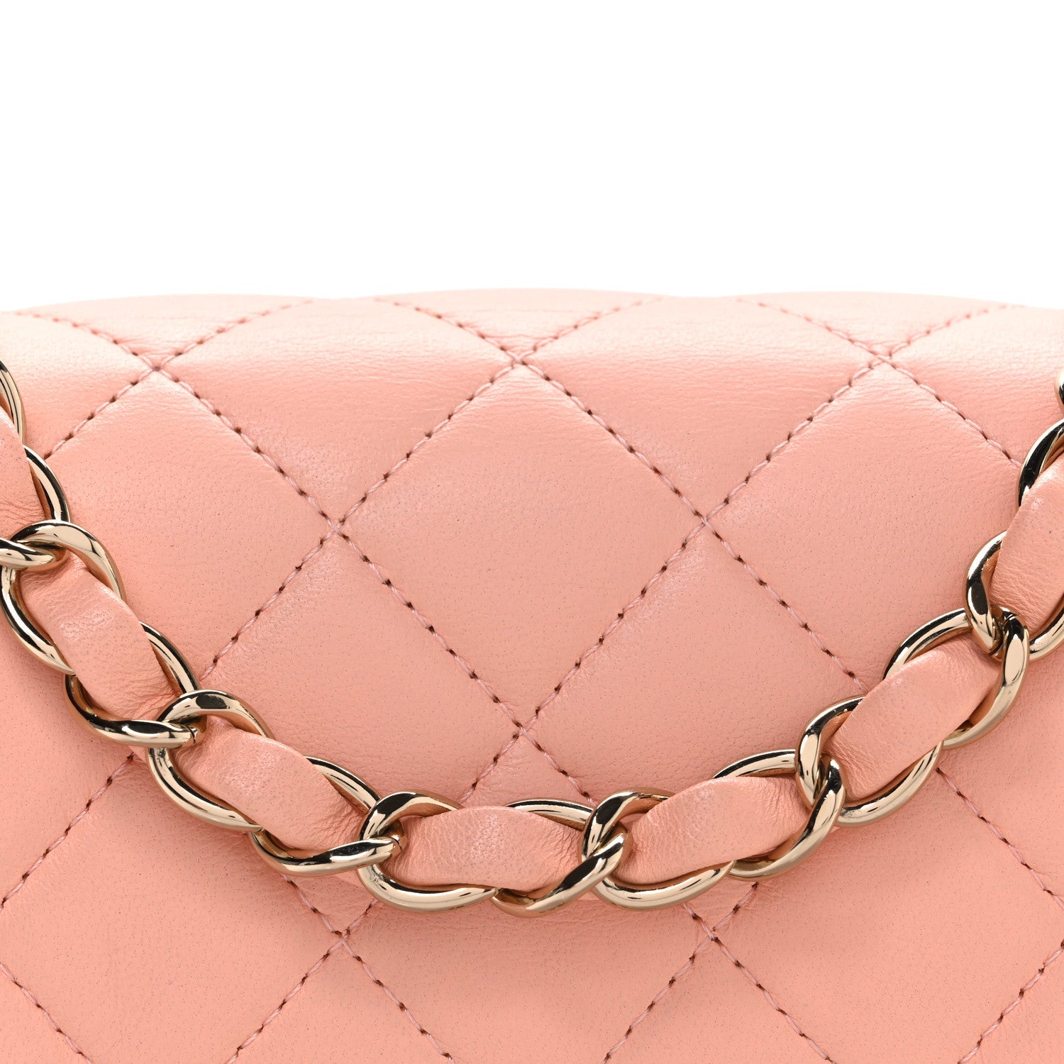 Lambskin Quilted Mini Rectangular Flap Light Pink