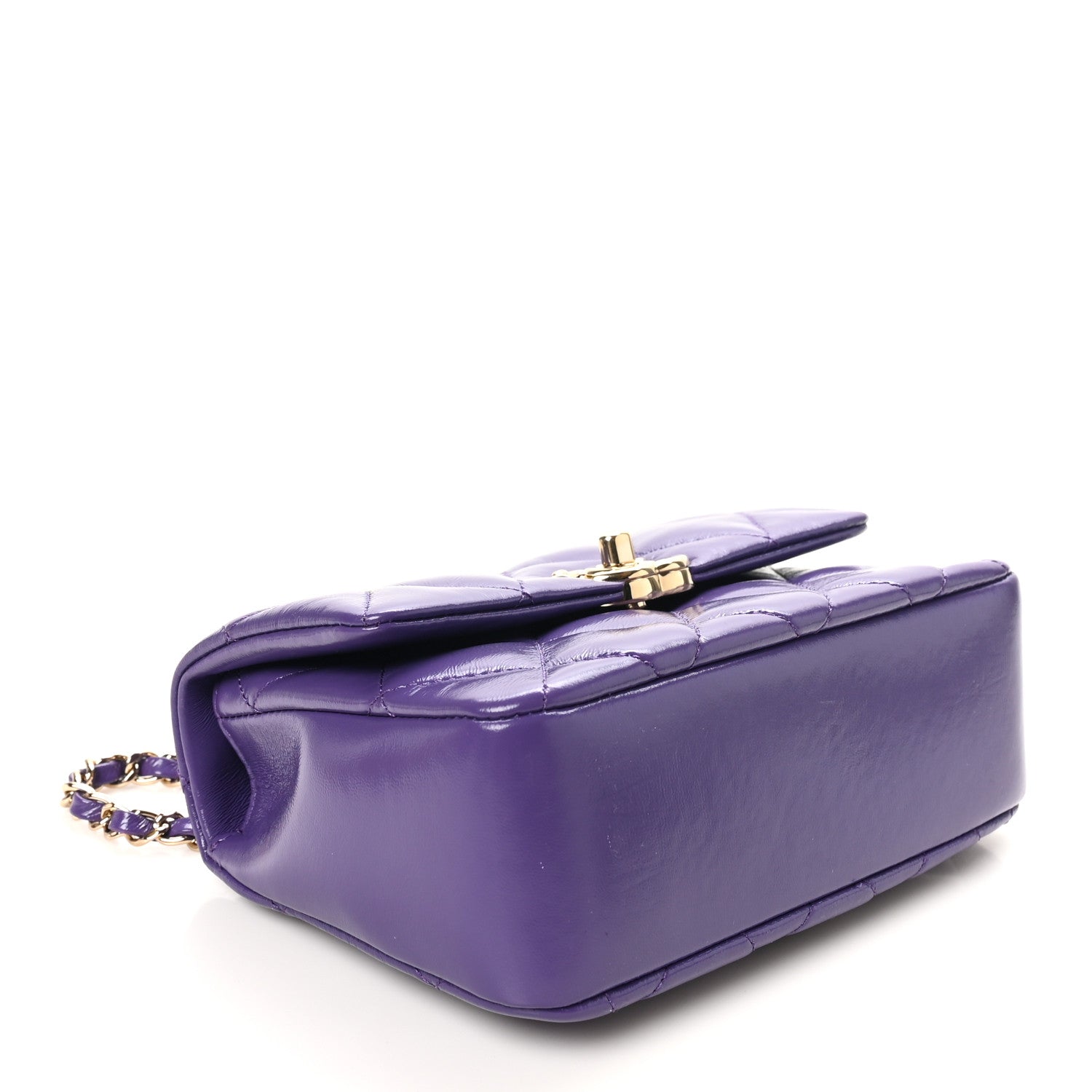 Shiny Lambskin Quilted Mini Coco Trip Flap Bag Purple