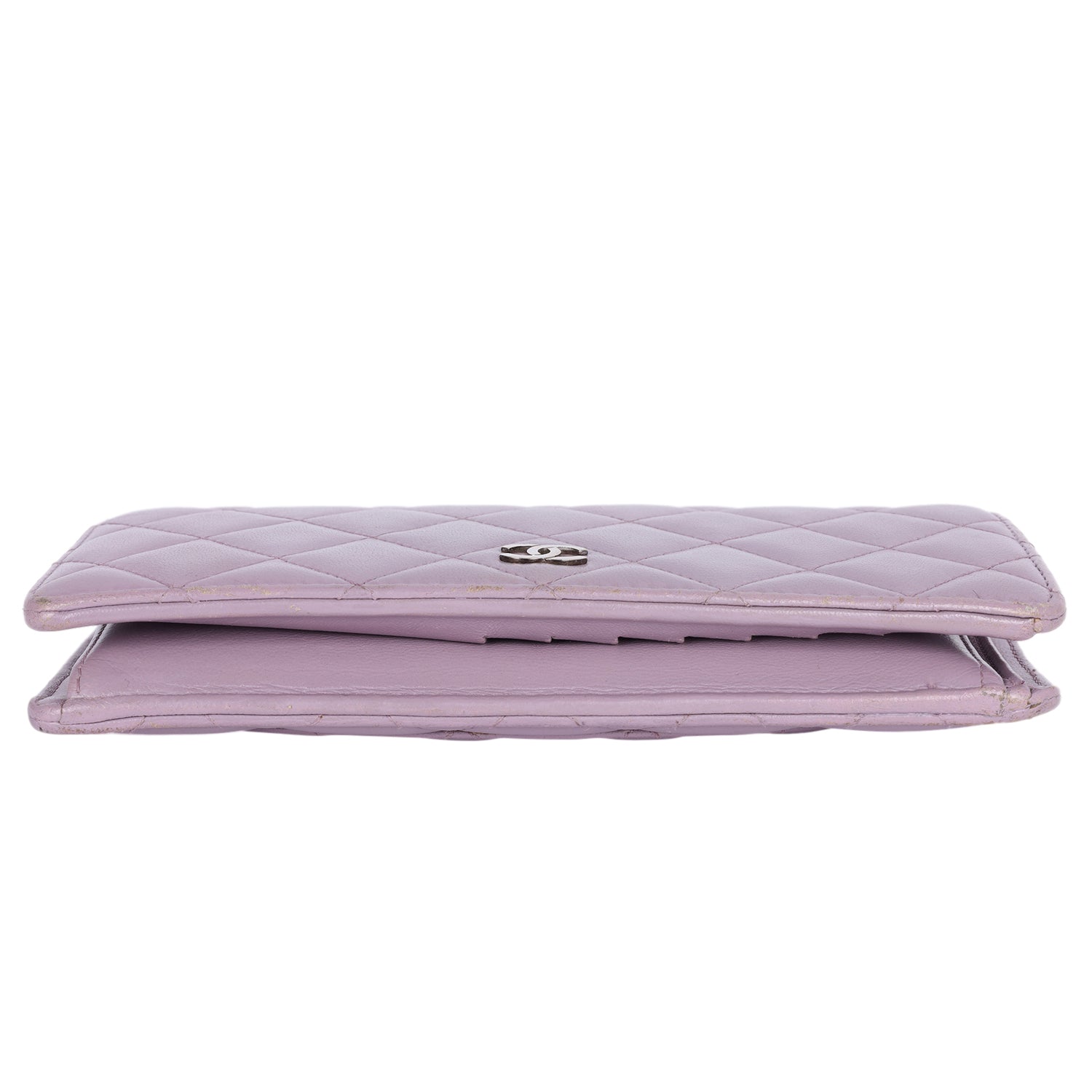 Lambskin Quilted Long Wallet Lavender