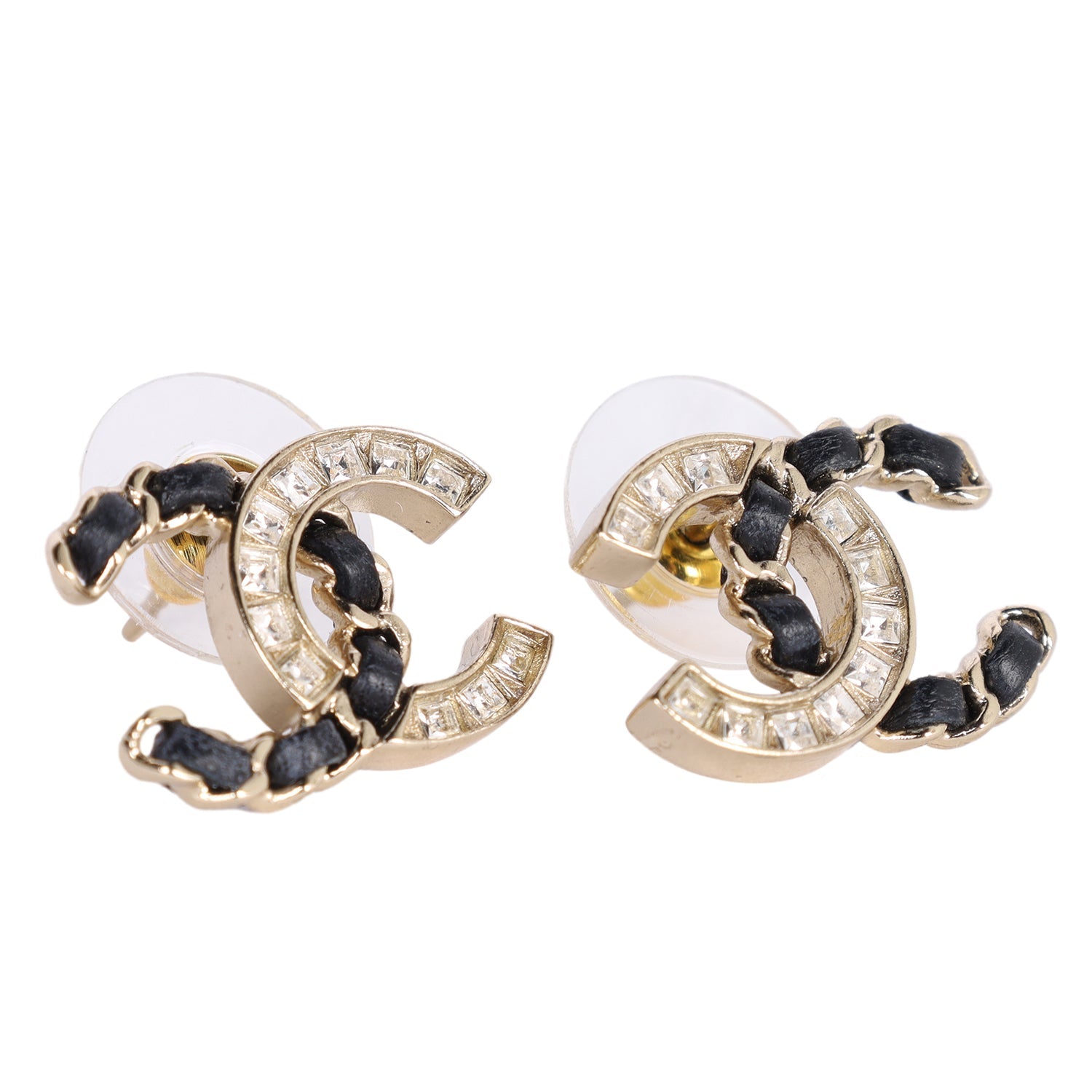 Leather Interlocking CC Stud Earrings