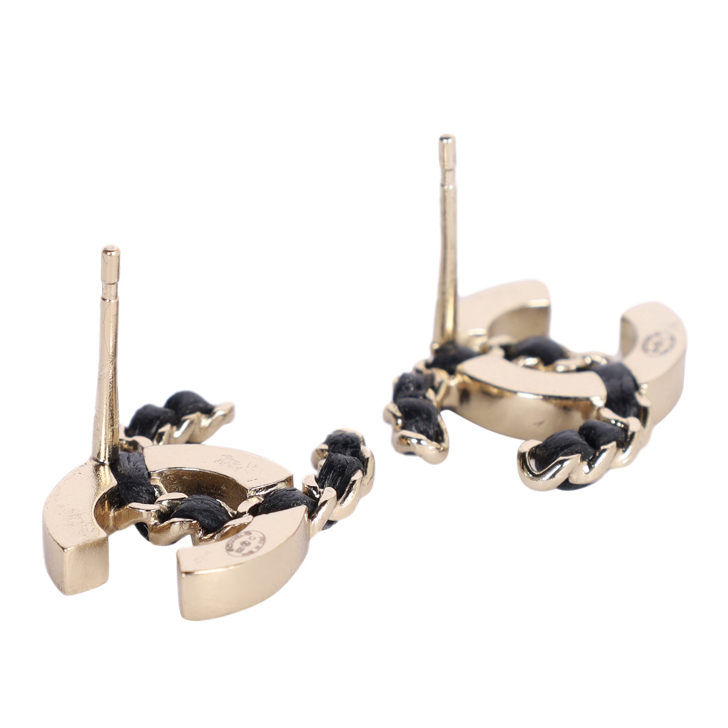 Leather Interlocking CC Stud Earrings