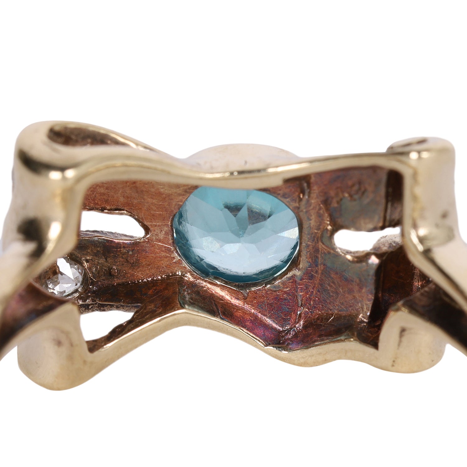 Antique LONDON Blue topaz and Diamond Bow Knot ring