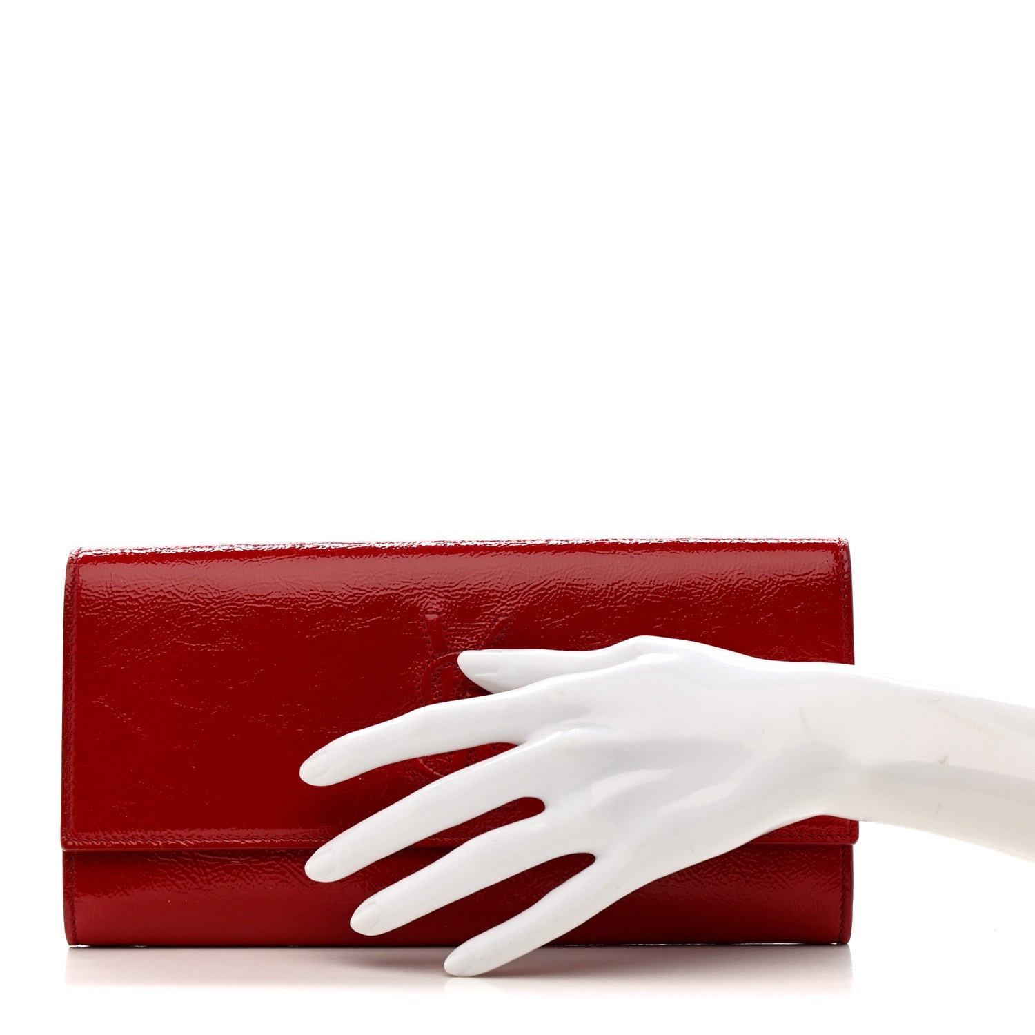 Textured Patent Monogram Large Belle De Jour Clutch Red