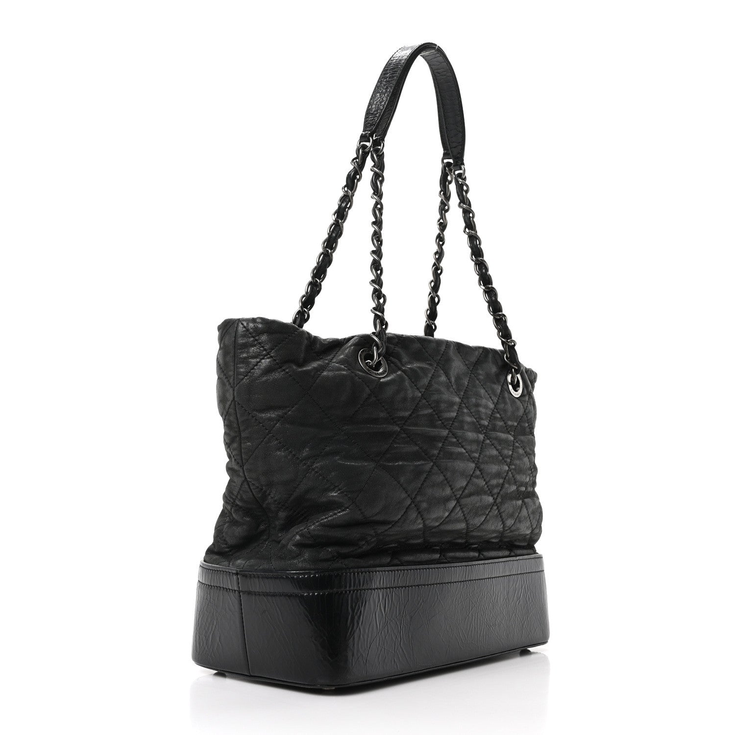 Iridescent Calfskin VIP Shopping Tote Black