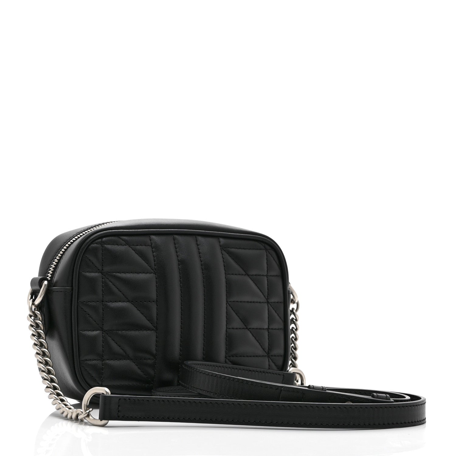 Calfskin Matelasse Aria Mini GG Marmont Chain Shoulder Bag Black