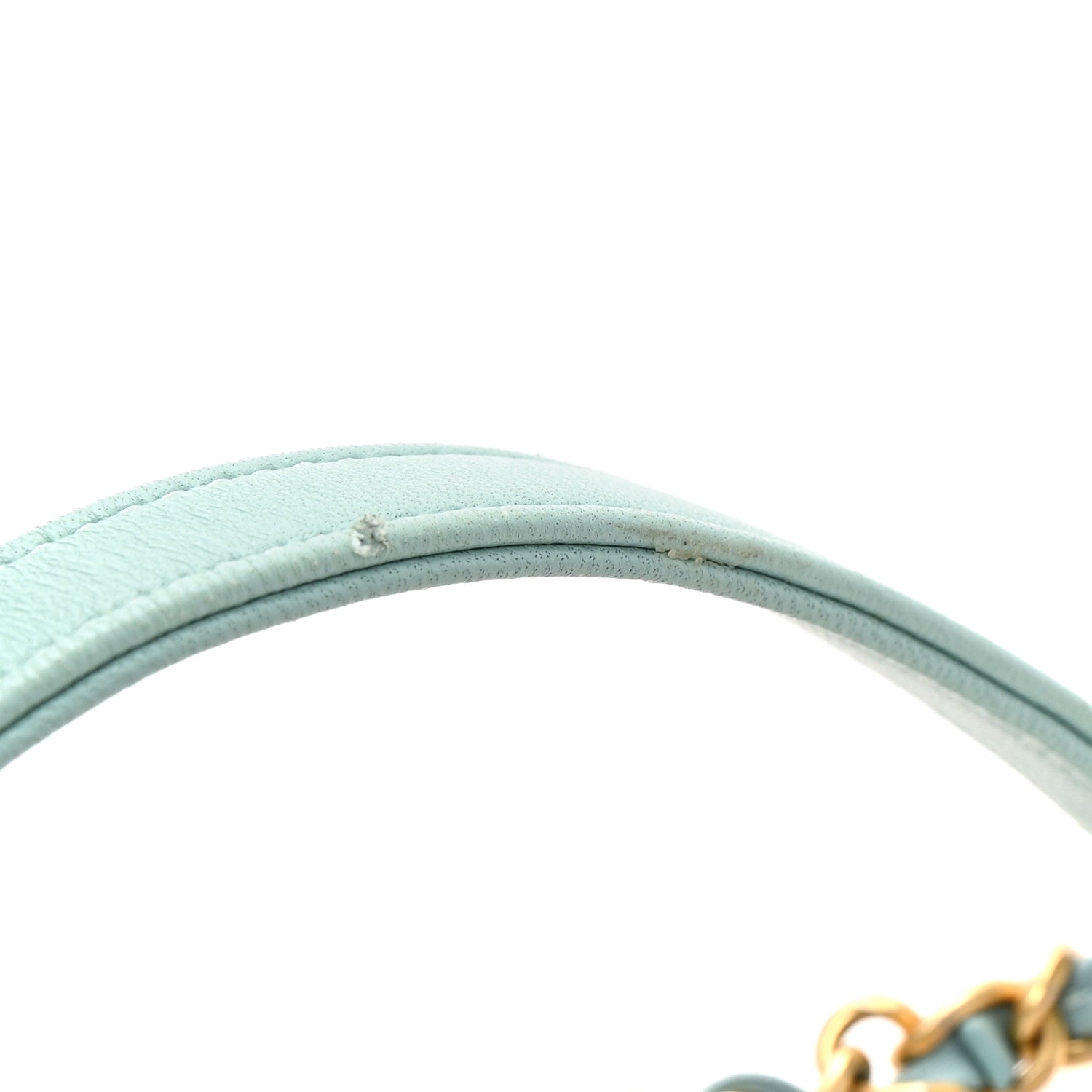 Lambskin Quilted Small Circular Handle Bag Blue