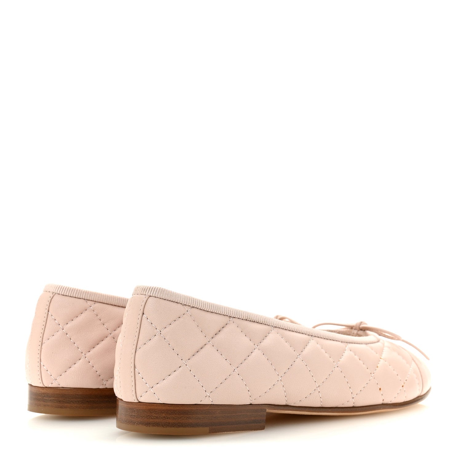 Lambskin Quilted CC Cap Toe Ballerina Flats 36 Light Pink