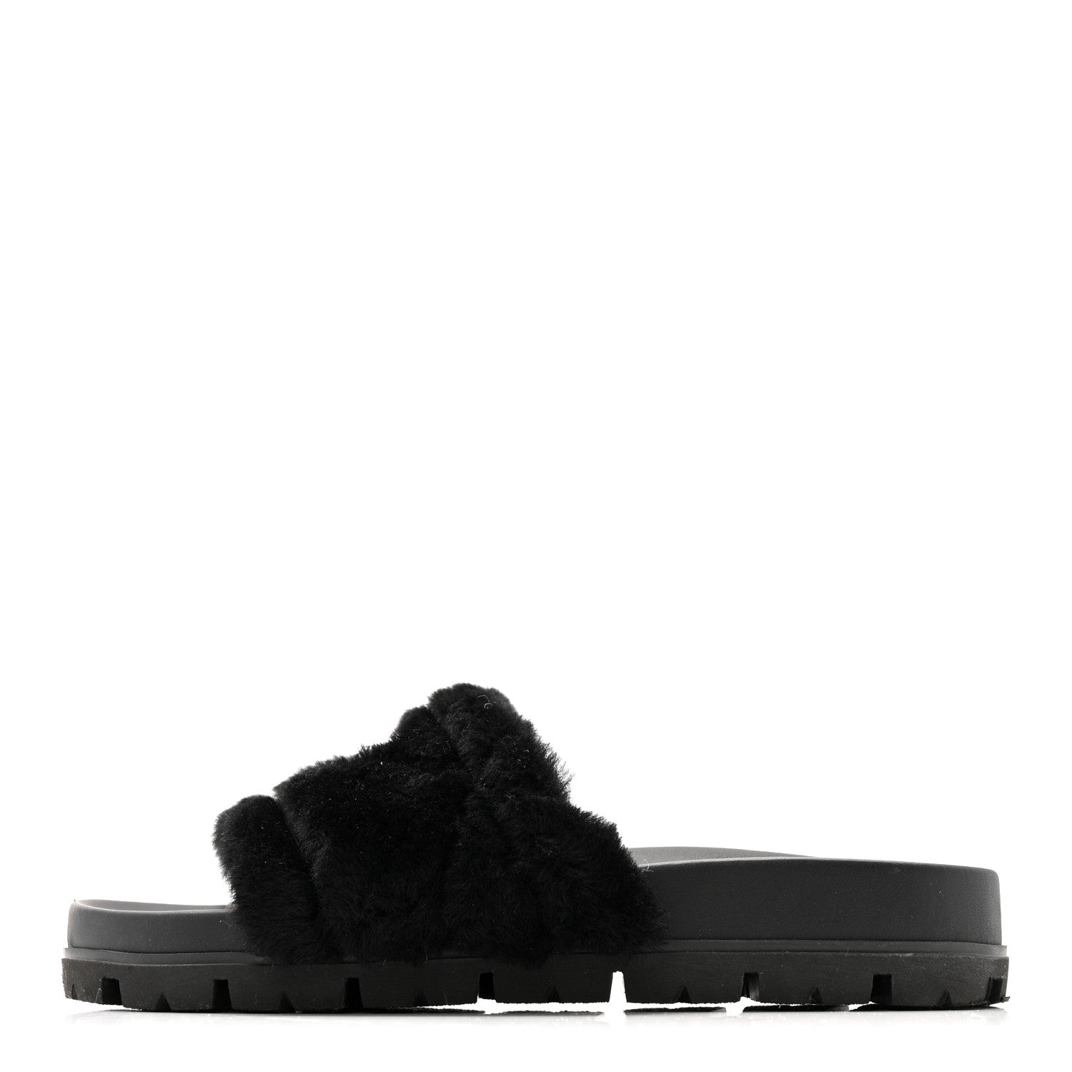 Montone Metal Triangle Logo Lug Sole 20mm Slide Sandals 35 Black