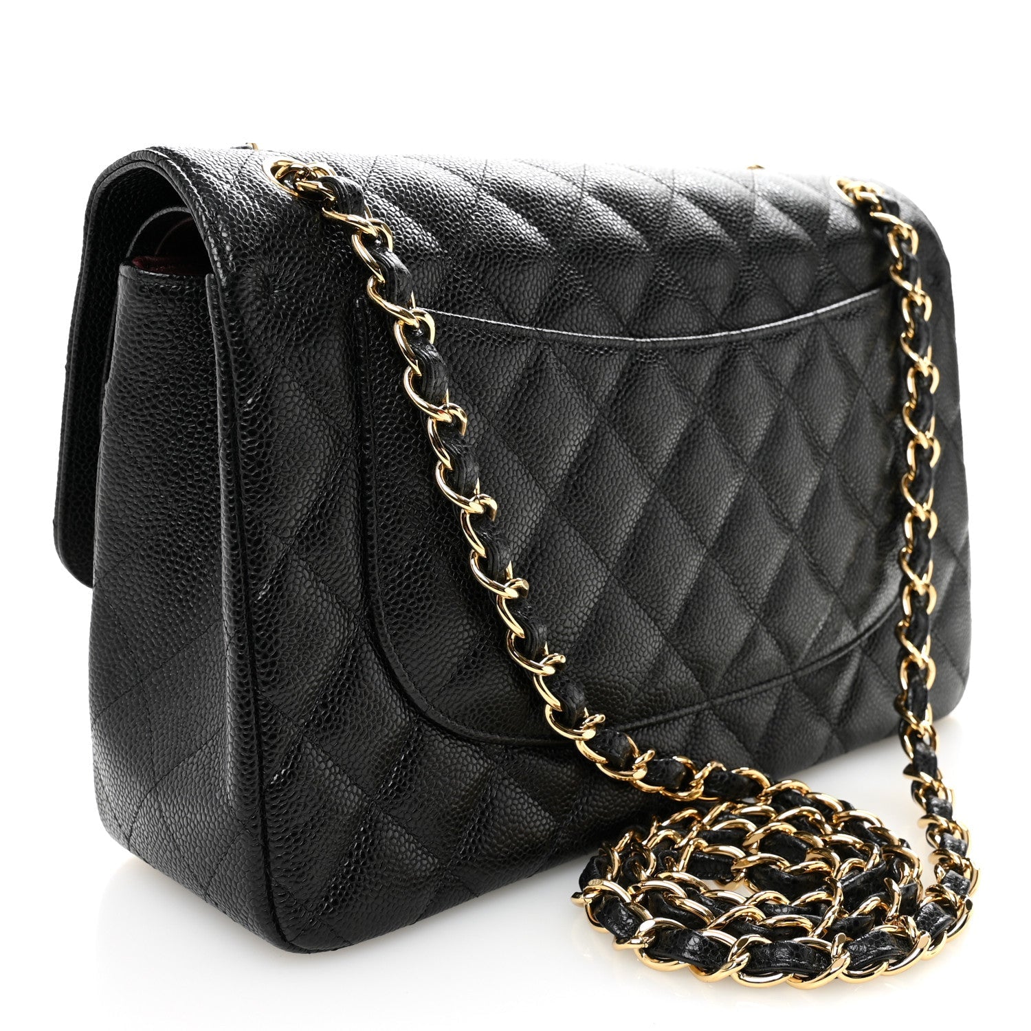 Caviar Quilted Jumbo Double Flap Black