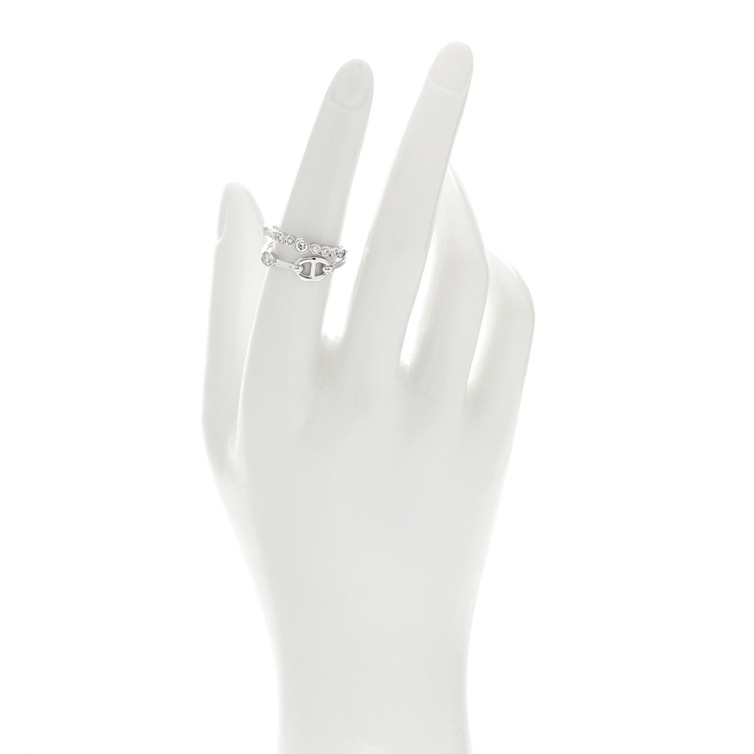 18K White Gold Diamond Chaine D'Ancre Fancy Chaos Ring 53 6.5