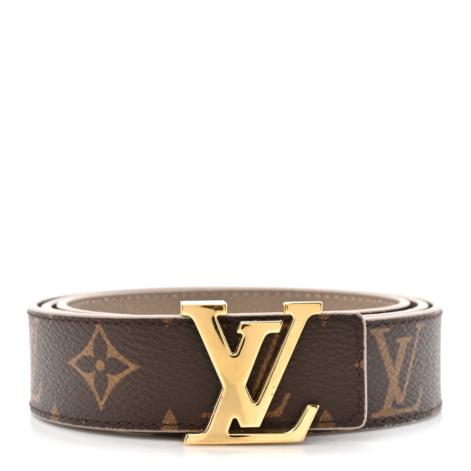 Calfskin Monogram 30mm LV Initiales Reversible Belt 90 36 Beige