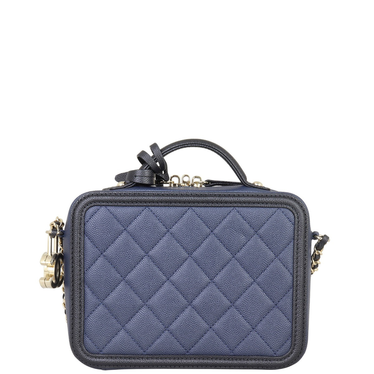 Chanel CC Filigree Vanity Case Small | Navy Blue