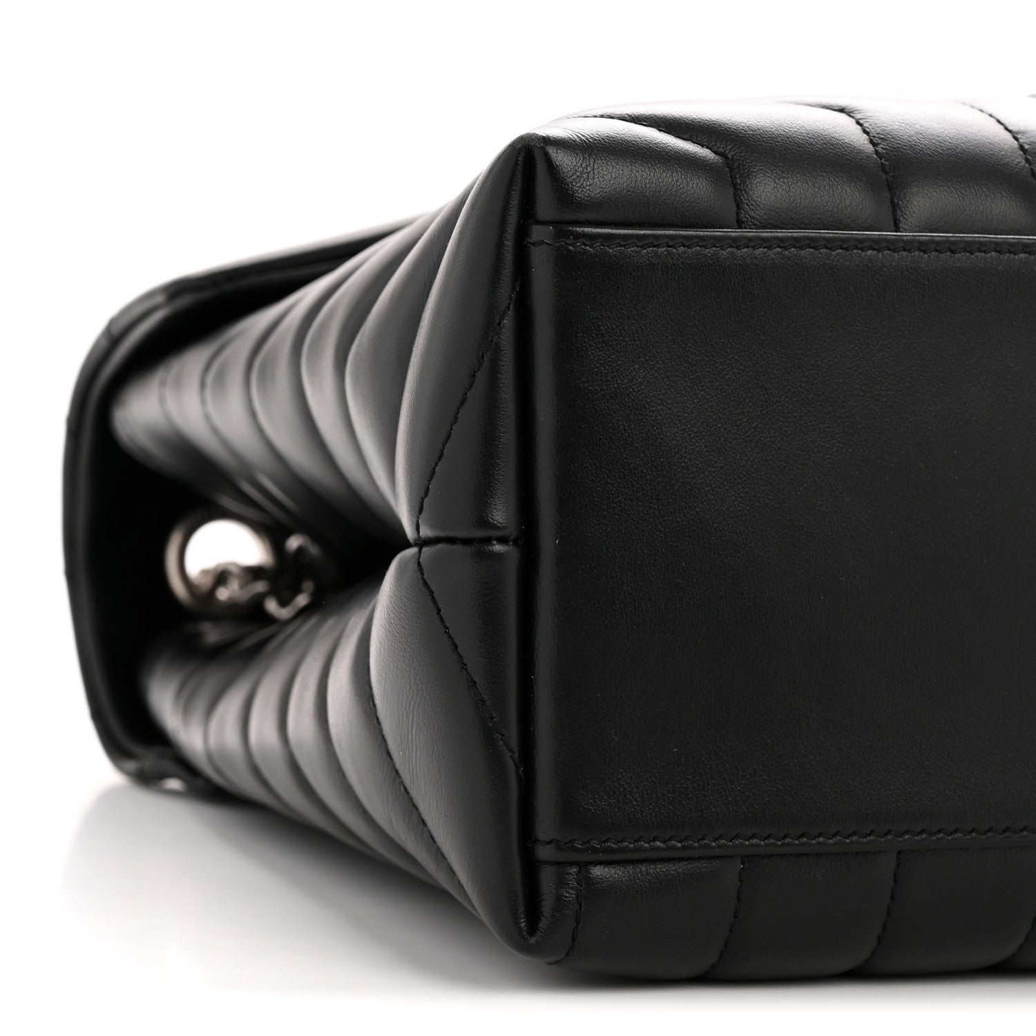 Calfskin Y Quilted Monogram Medium Loulou Chain Satchel Black