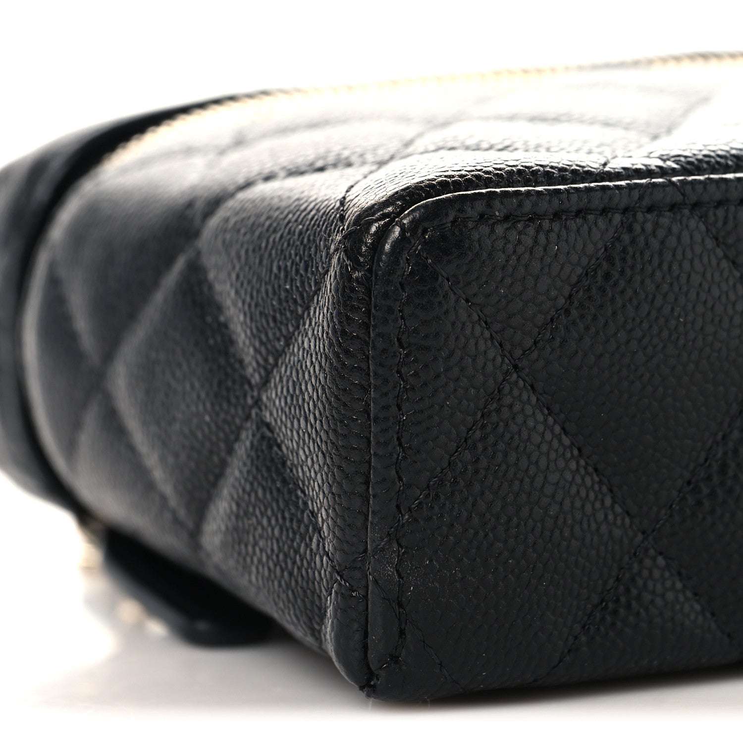 Caviar Quilted Top Handle Slim Vanity With Chain Black
