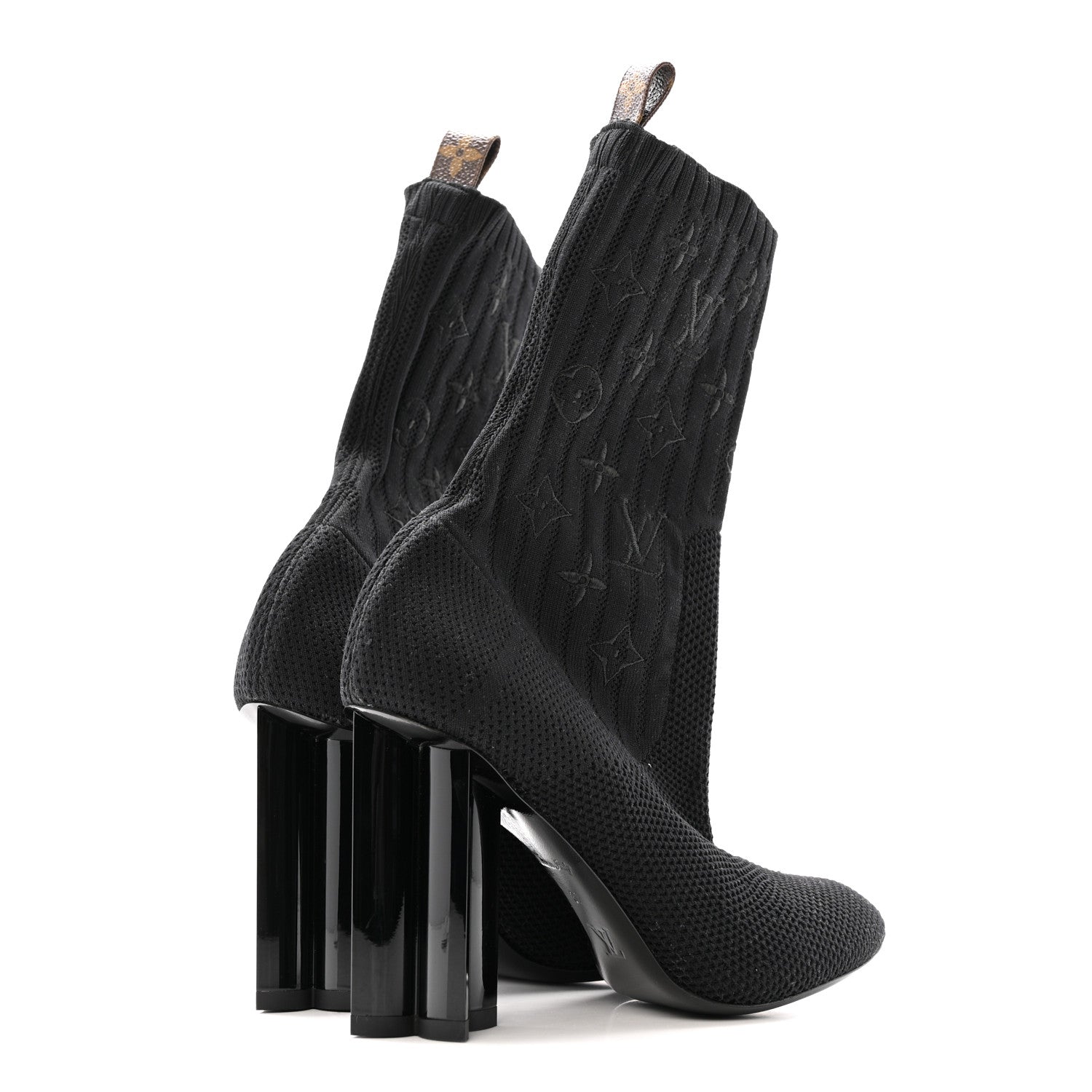 Monogram Stretch Fabric Silhouette Ankle Boots 37 Black
