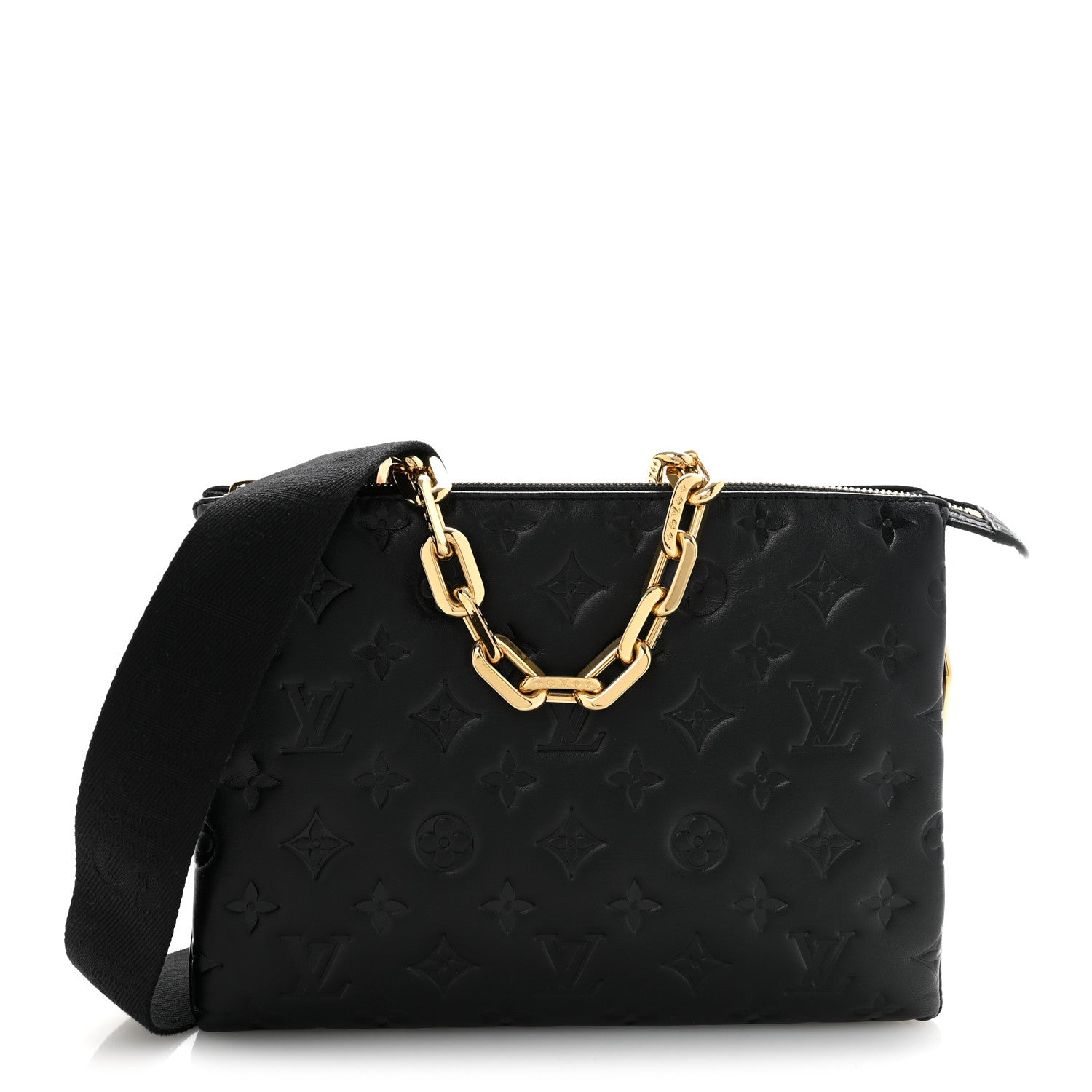 Lambskin Embossed Monogram Coussin PM Black
