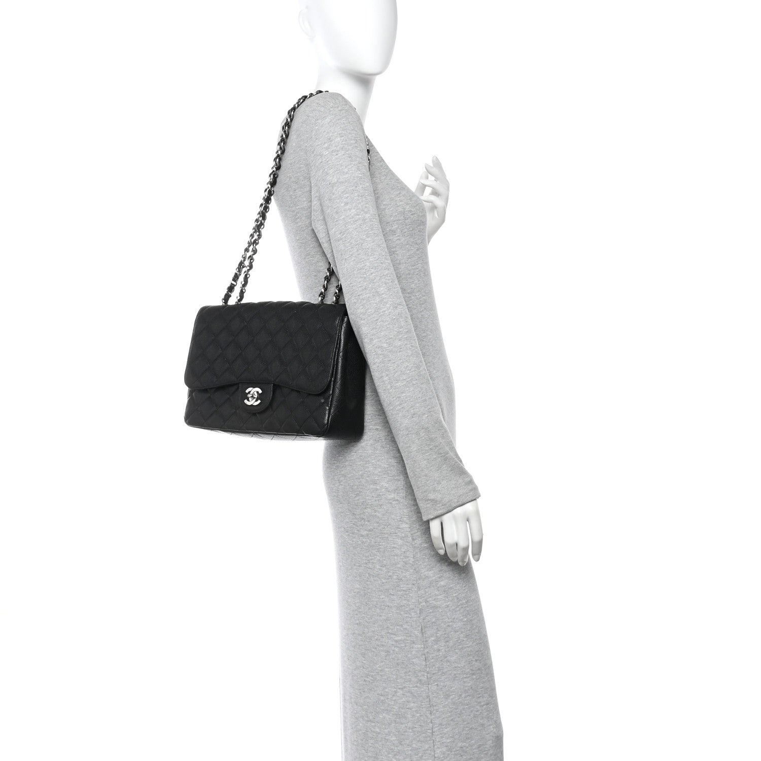 Caviar Quilted Jumbo Single Flap Black