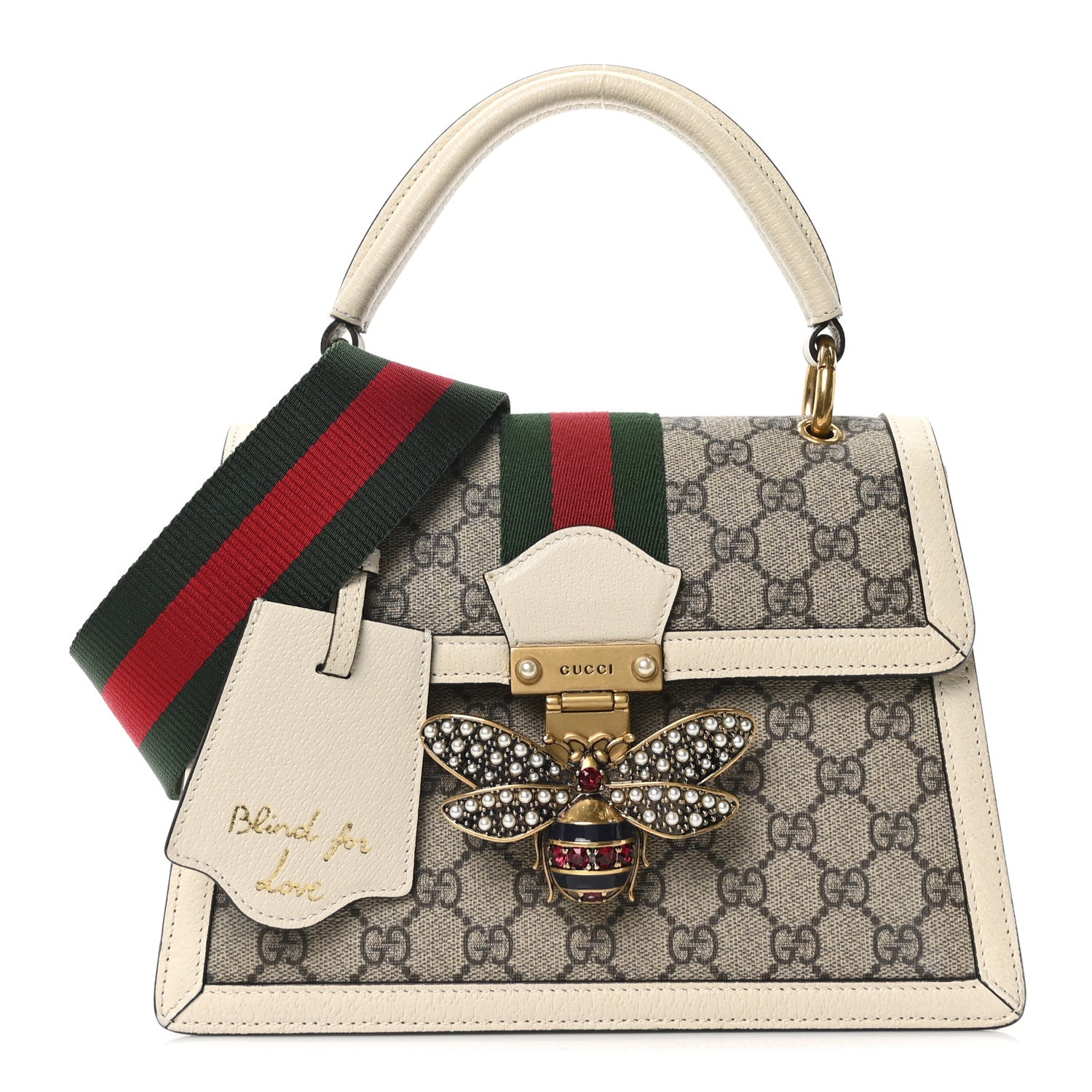 GG Supreme Monogram Small Queen Margaret Top Handle Bag White