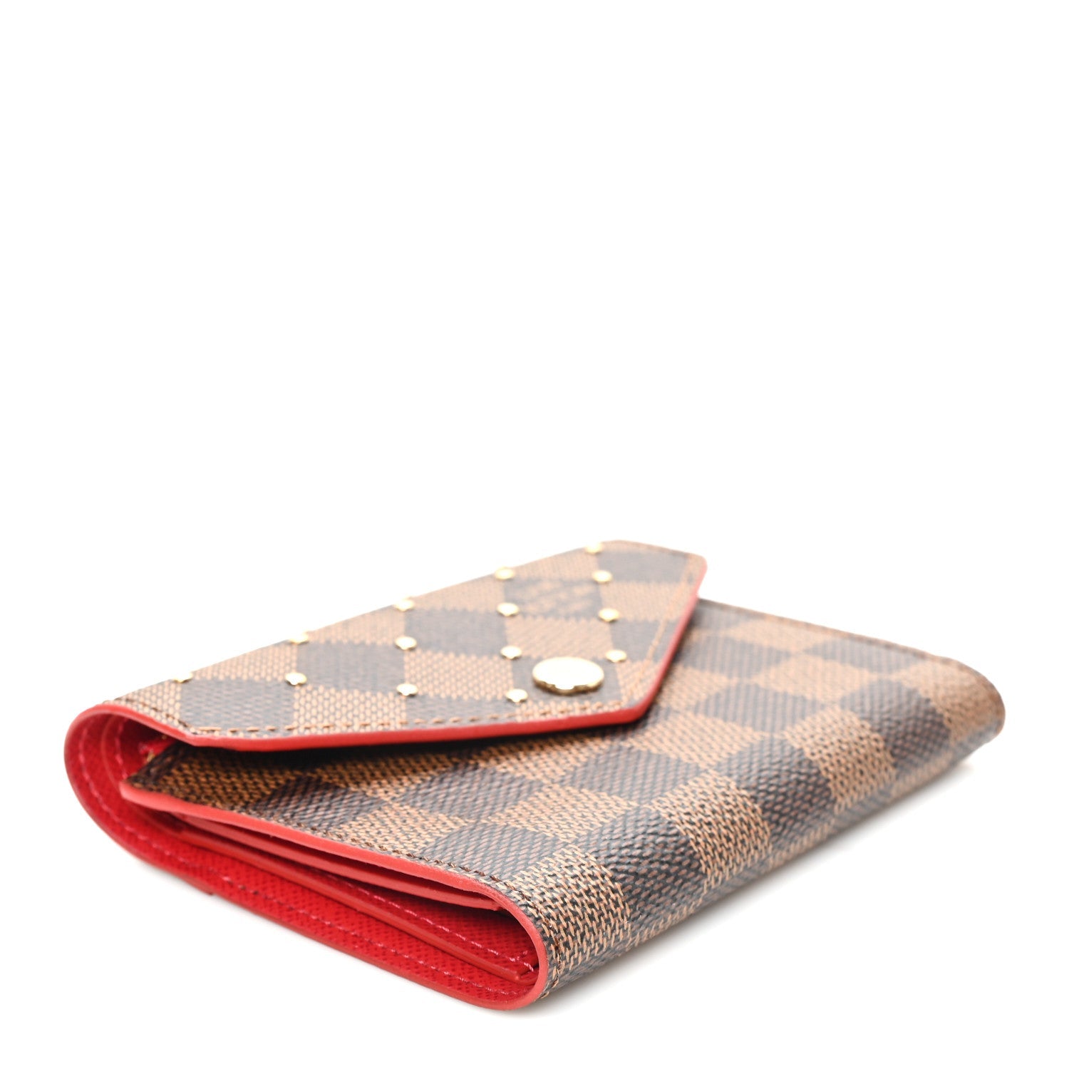 Damier Ebene Studded Victorine Wallet Cherry