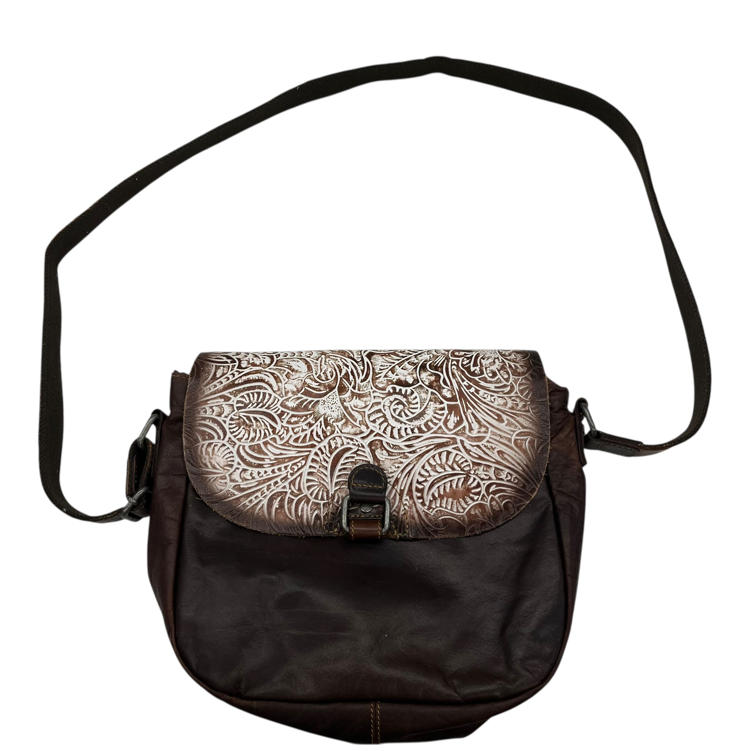 Crossbody Leather By Clothes Mentor In Brown, Size:Medium