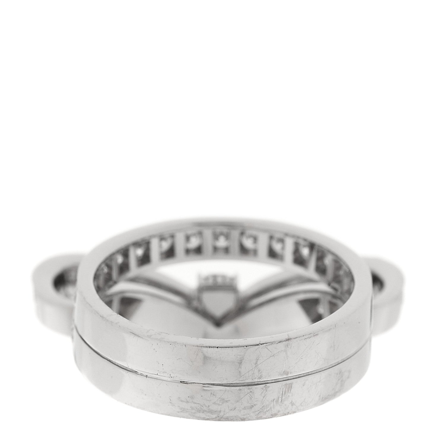18K White Gold Diamond Ruban Suspended Solitaire Ring 49 5
